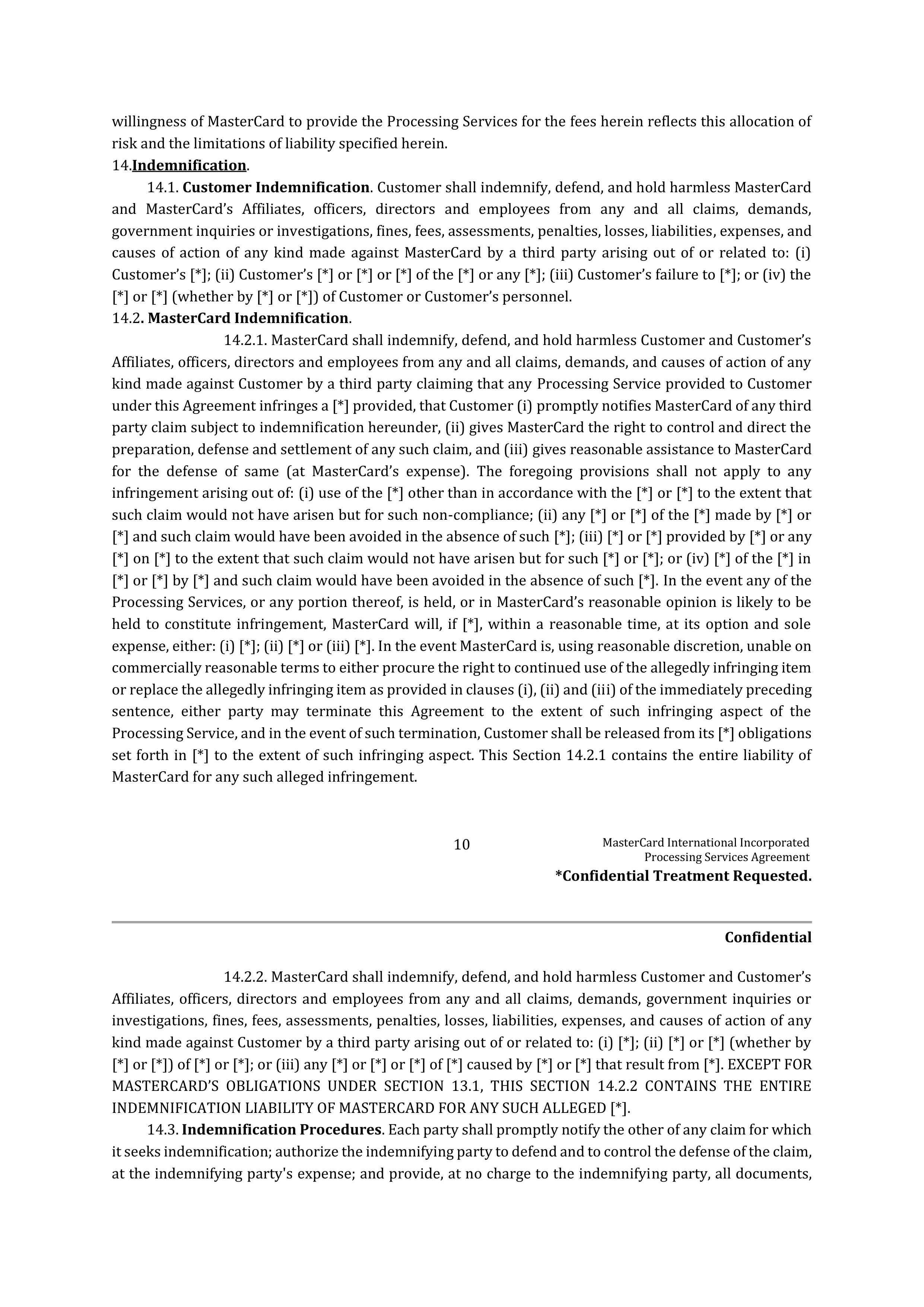 MASTERCARD PROCESSING SERVICES AGREEMENT — page 12