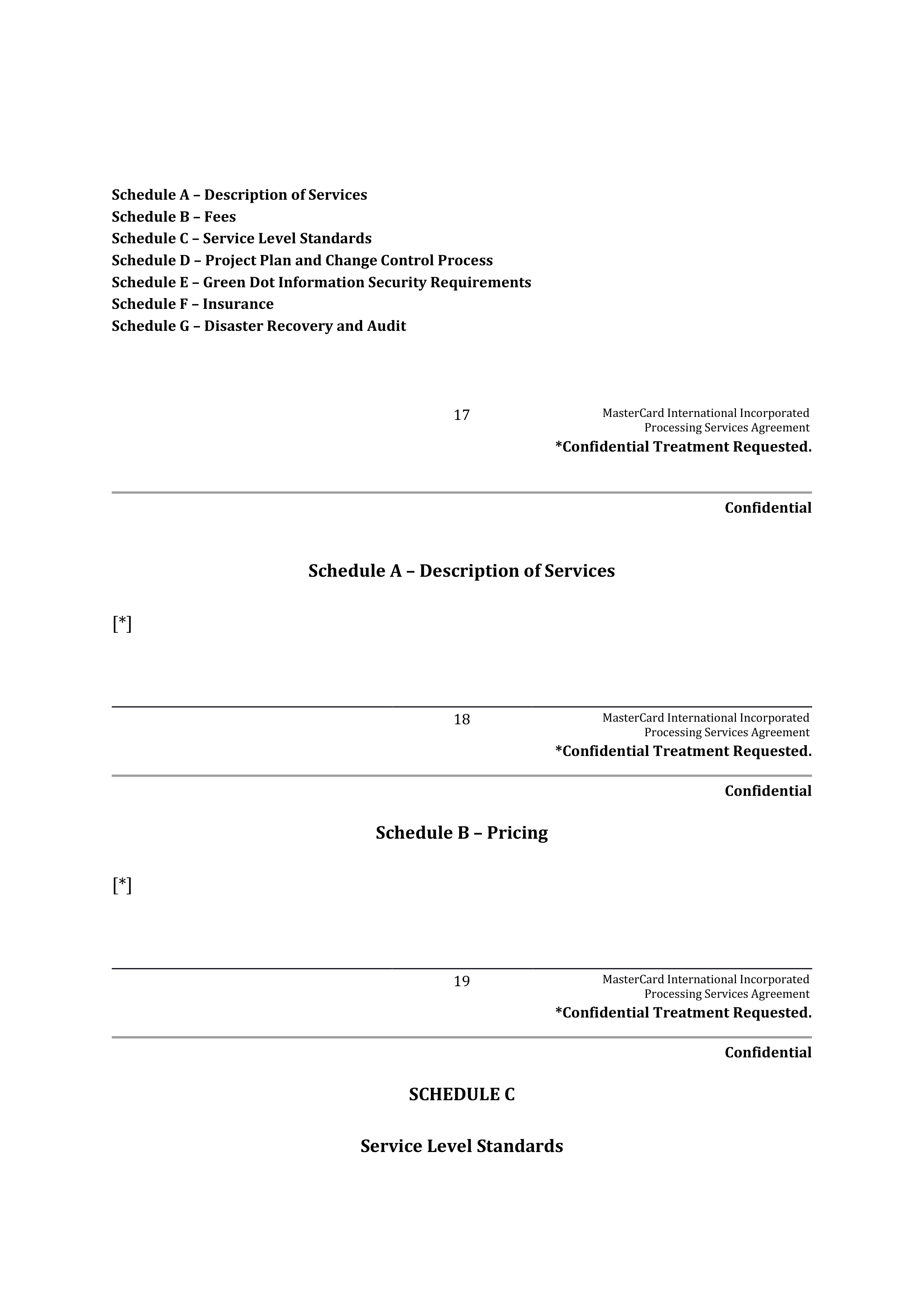 MASTERCARD PROCESSING SERVICES AGREEMENT — page 20