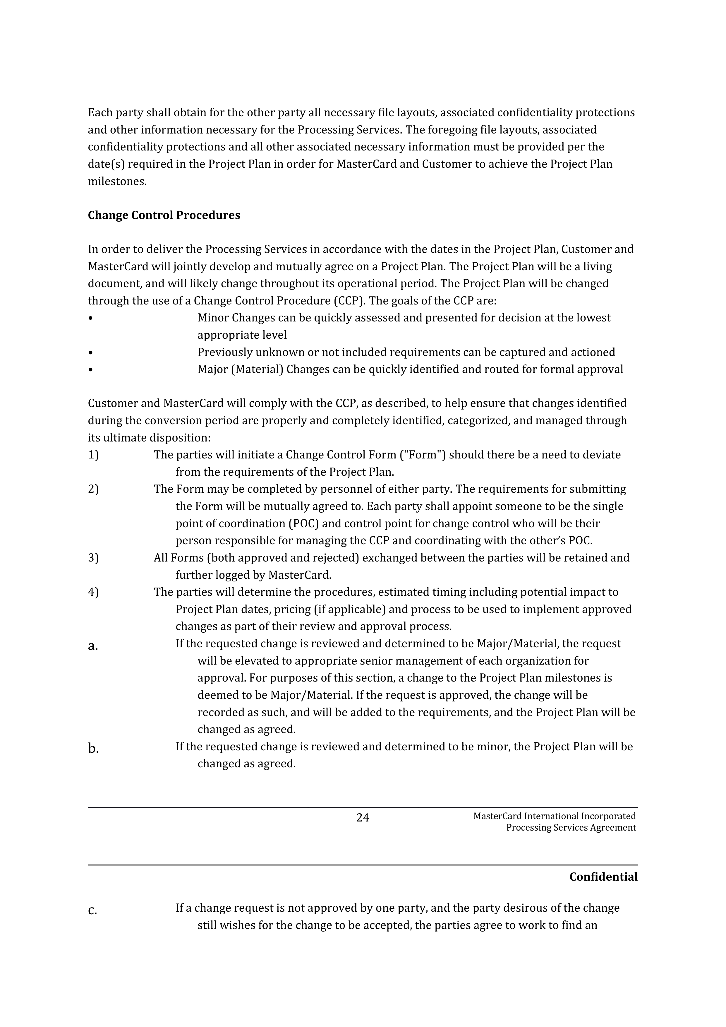 MASTERCARD PROCESSING SERVICES AGREEMENT — page 25