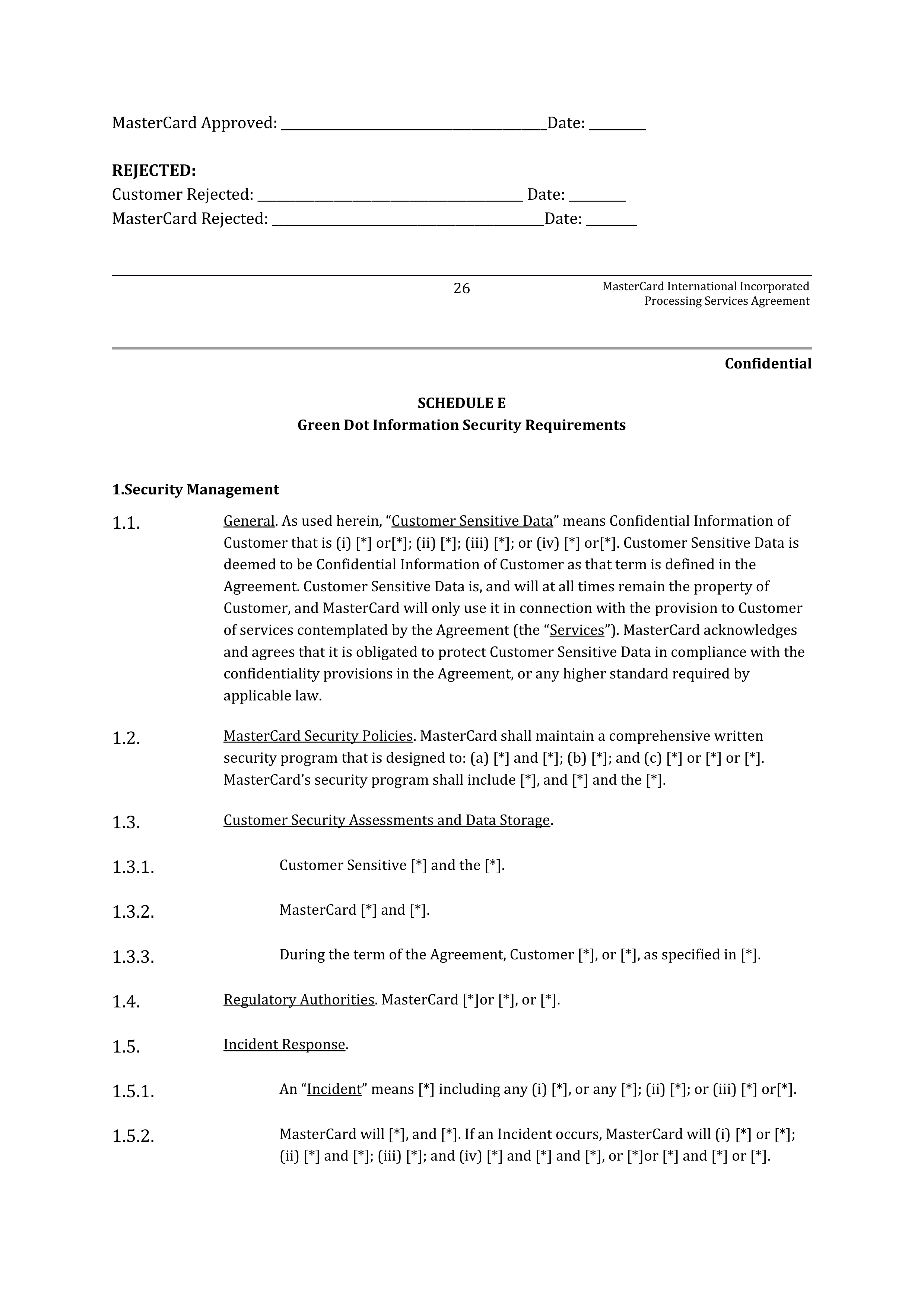 MASTERCARD PROCESSING SERVICES AGREEMENT — page 27