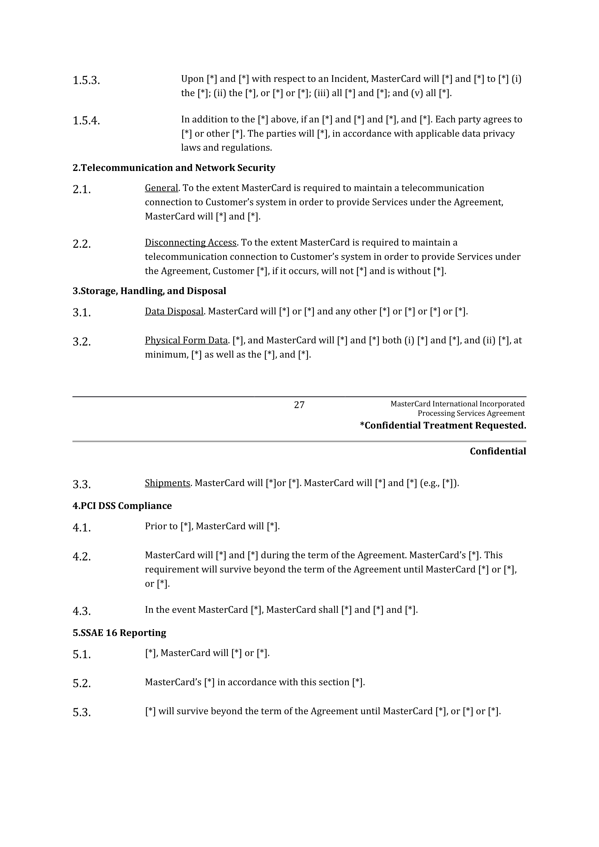 MASTERCARD PROCESSING SERVICES AGREEMENT — page 28
