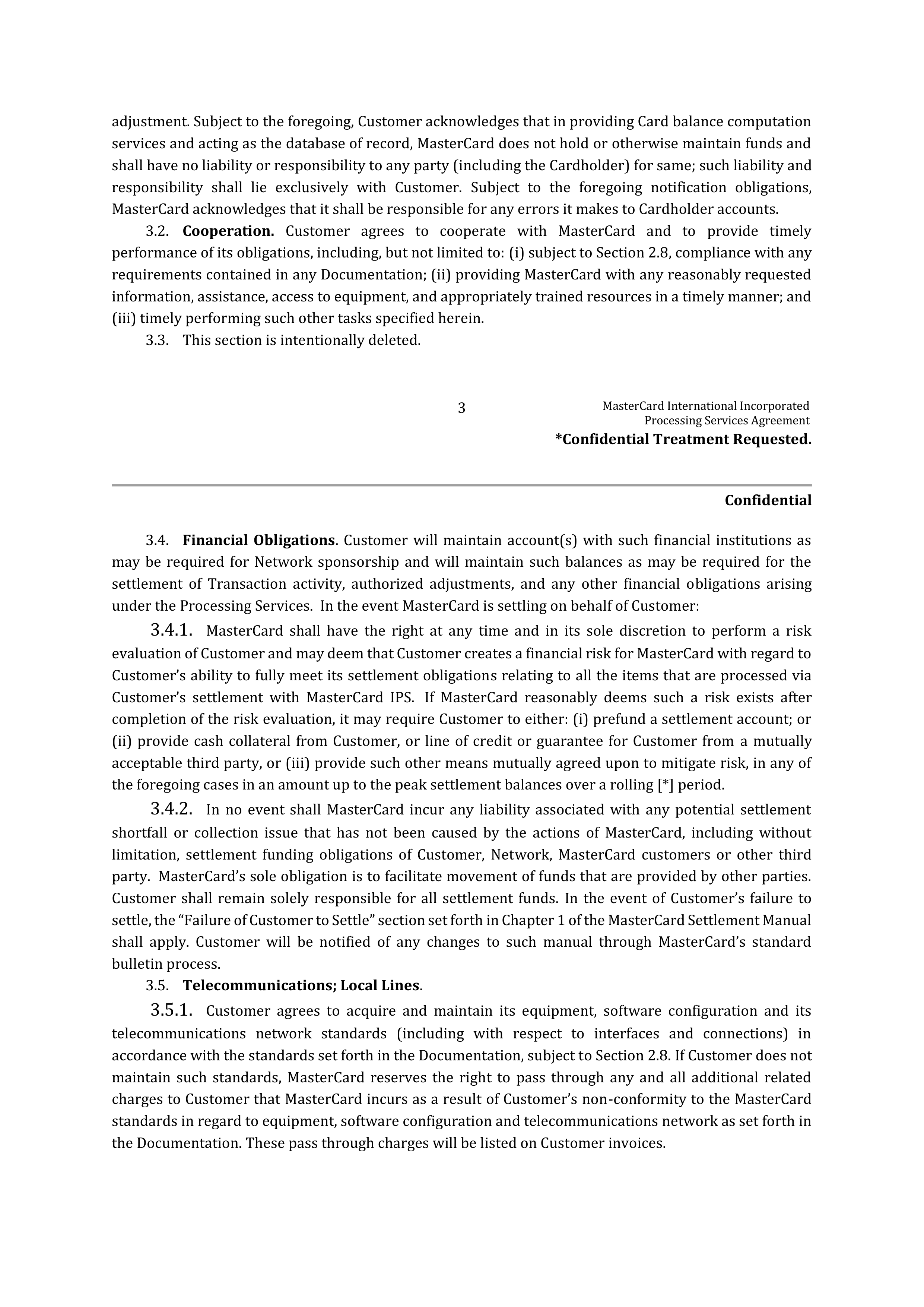MASTERCARD PROCESSING SERVICES AGREEMENT — page 4