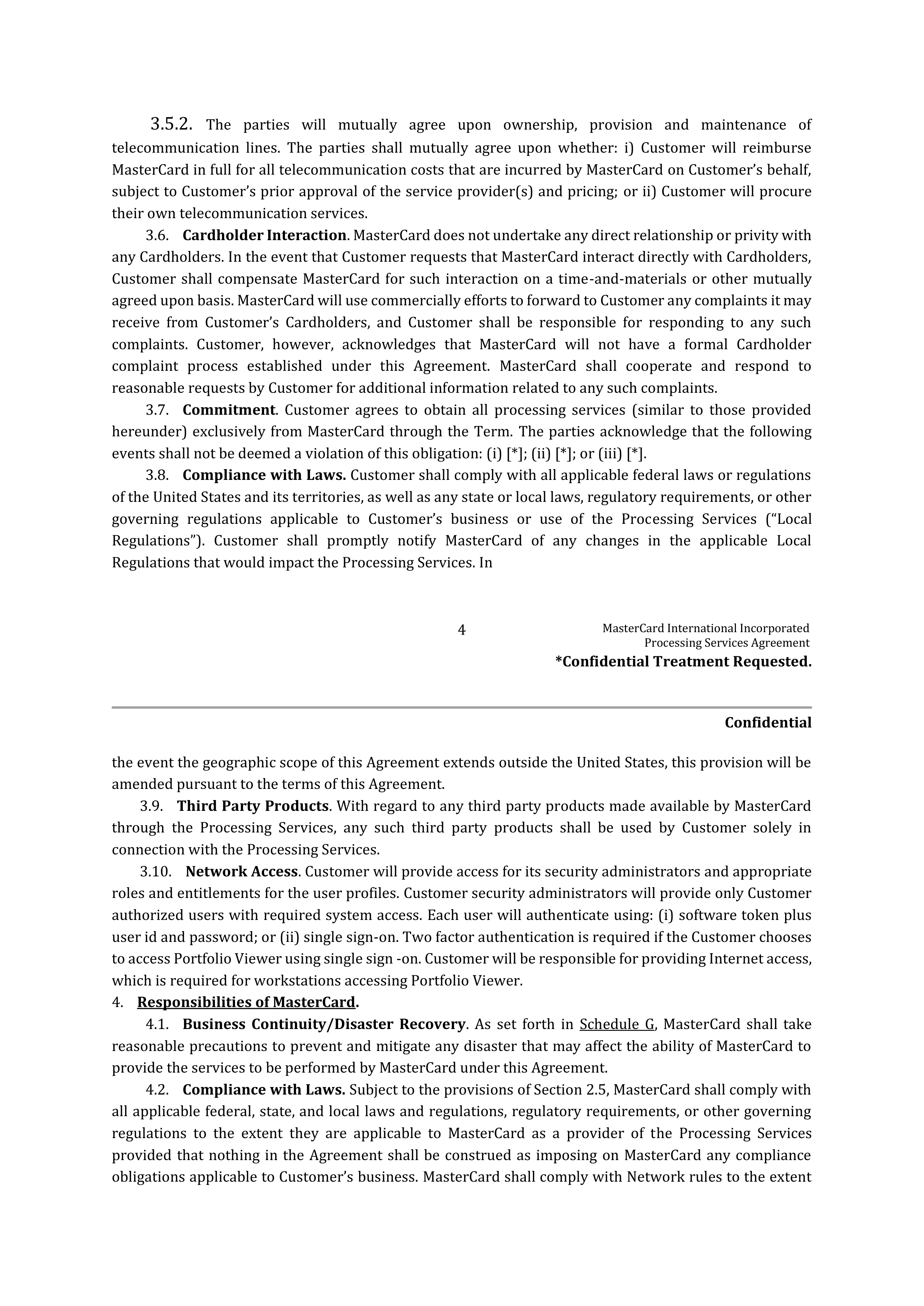 MASTERCARD PROCESSING SERVICES AGREEMENT — page 5