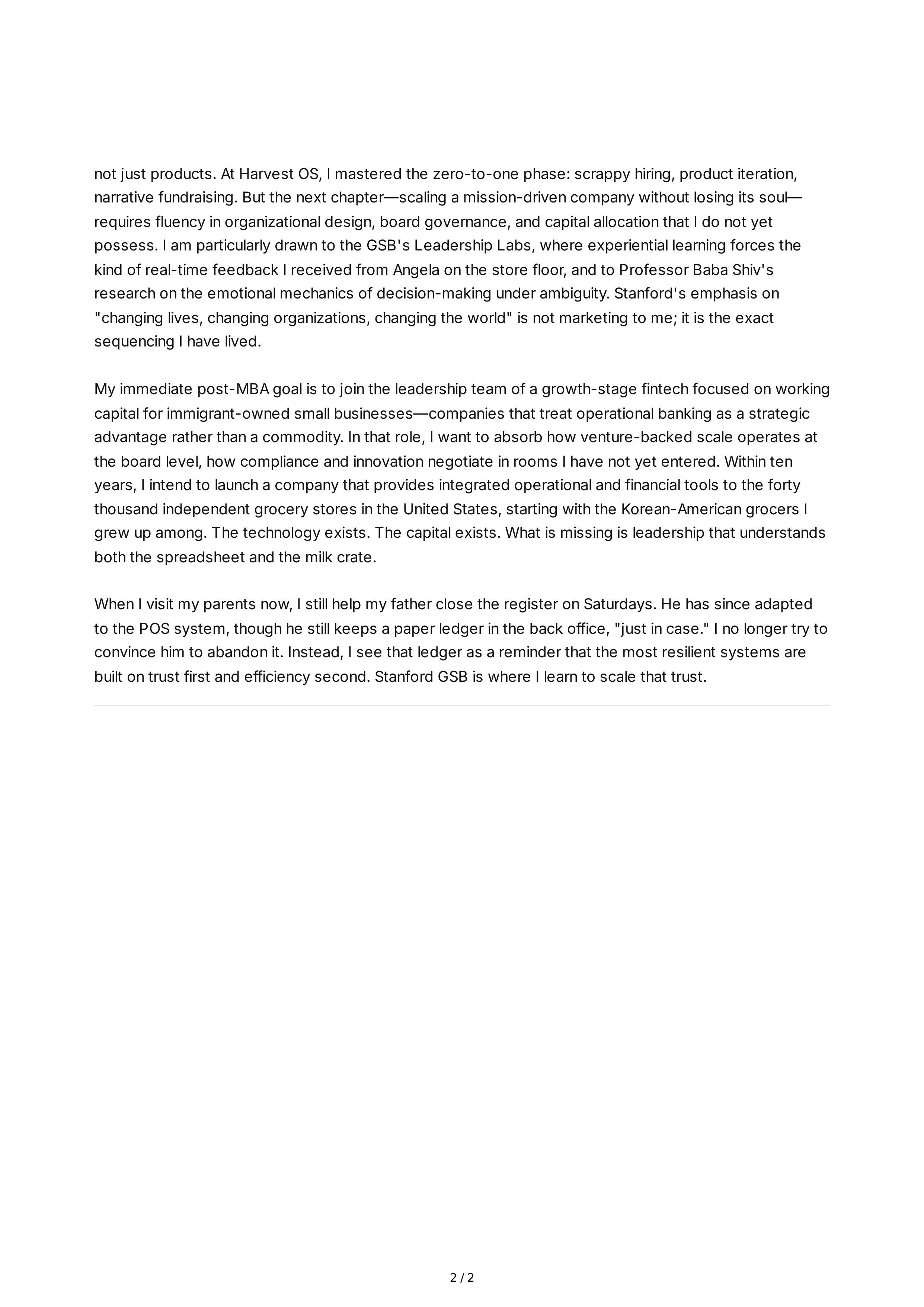 MBA Personal Statement — page 2