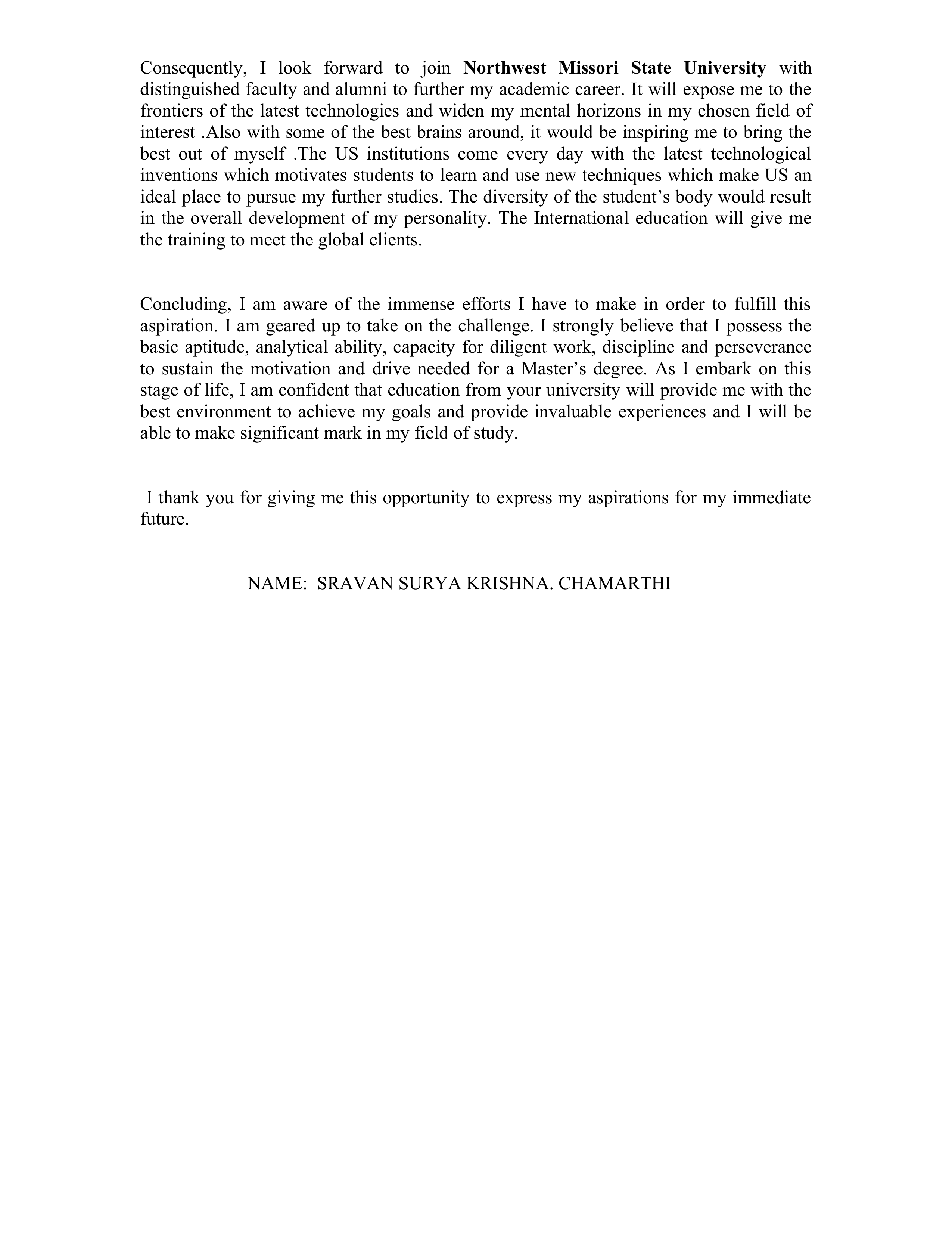 MBA Statement of Purpose — page 2