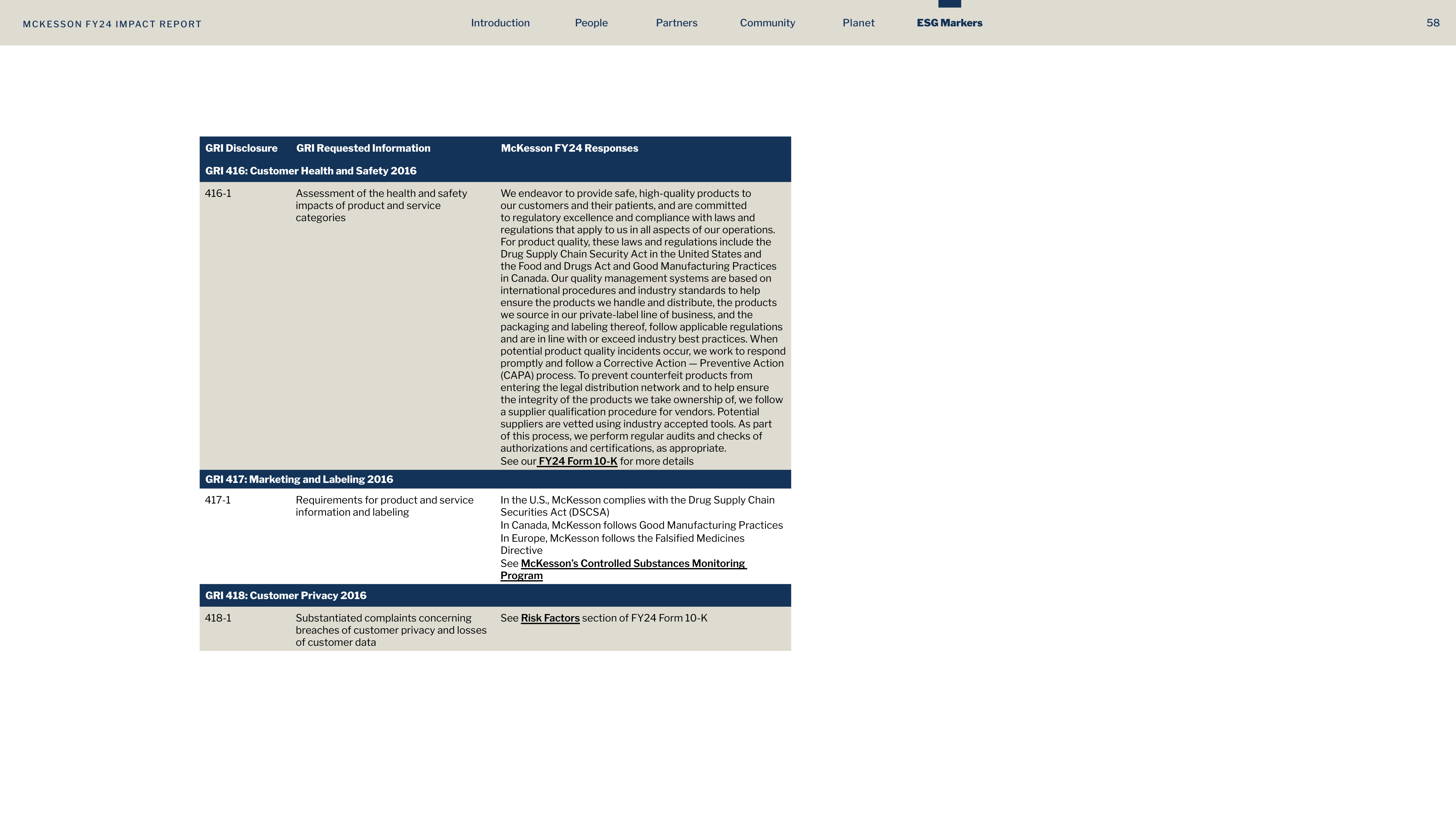McKesson FY24 Impact Report — page 58