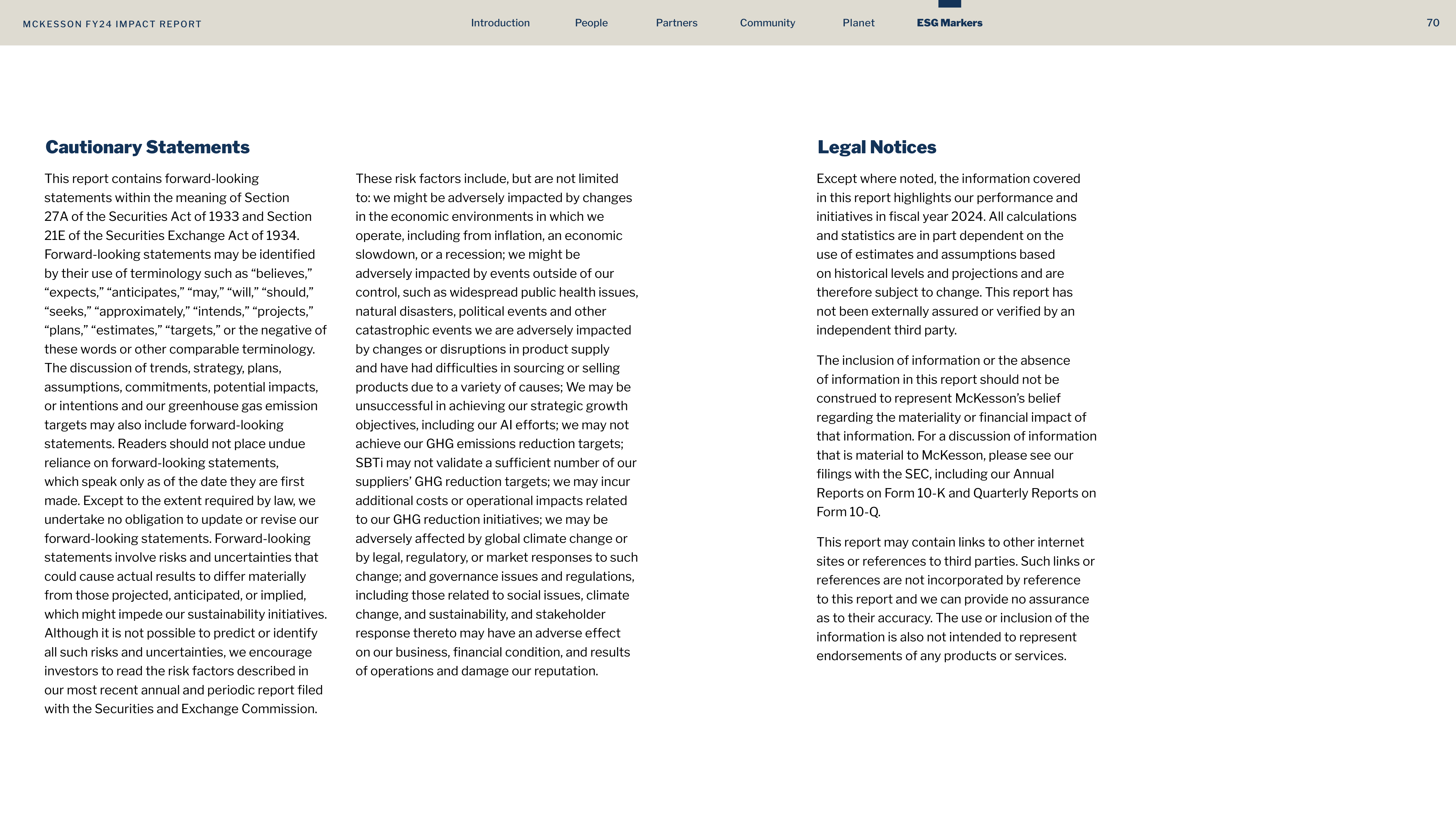 McKesson FY24 Impact Report — page 70