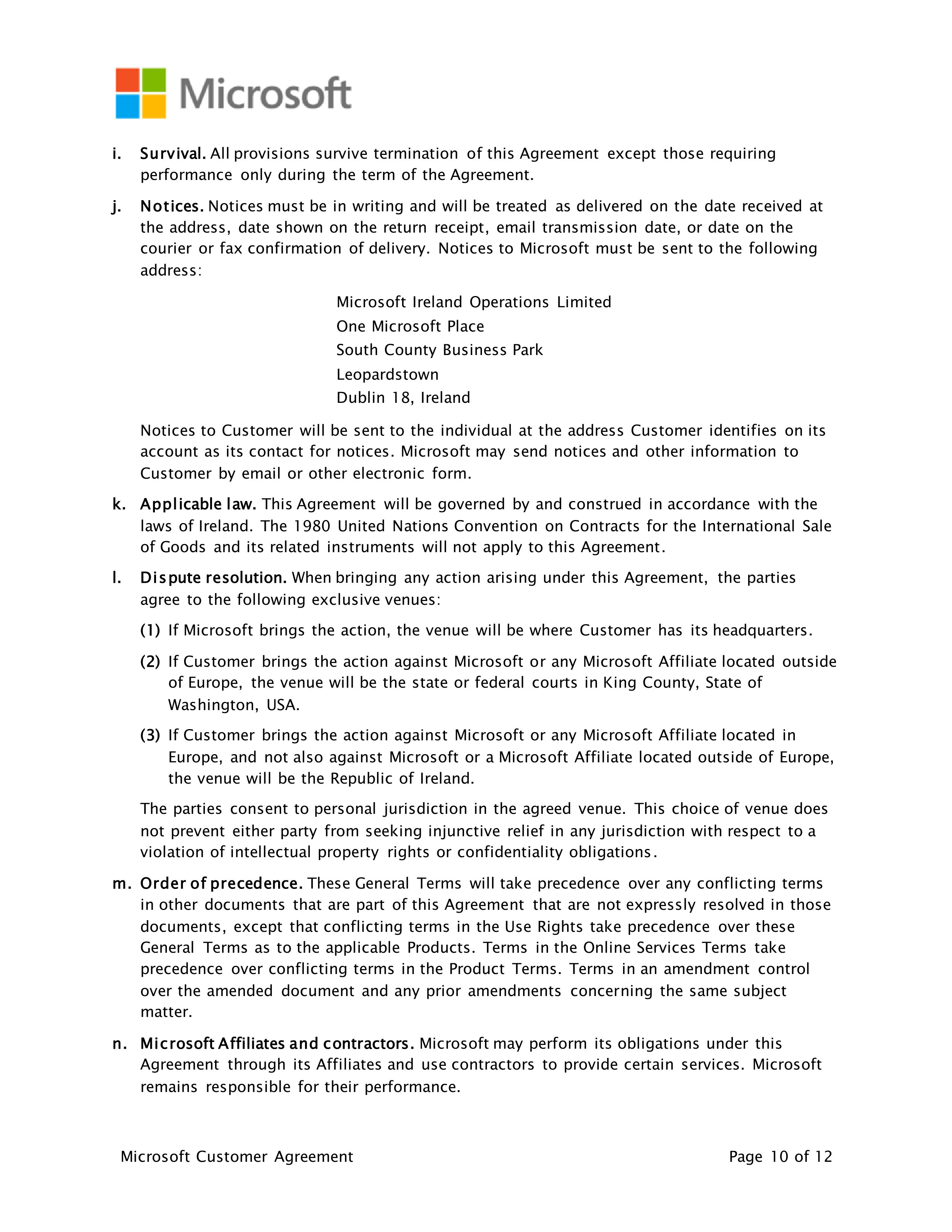 Microsoft Customer Agreement — page 10