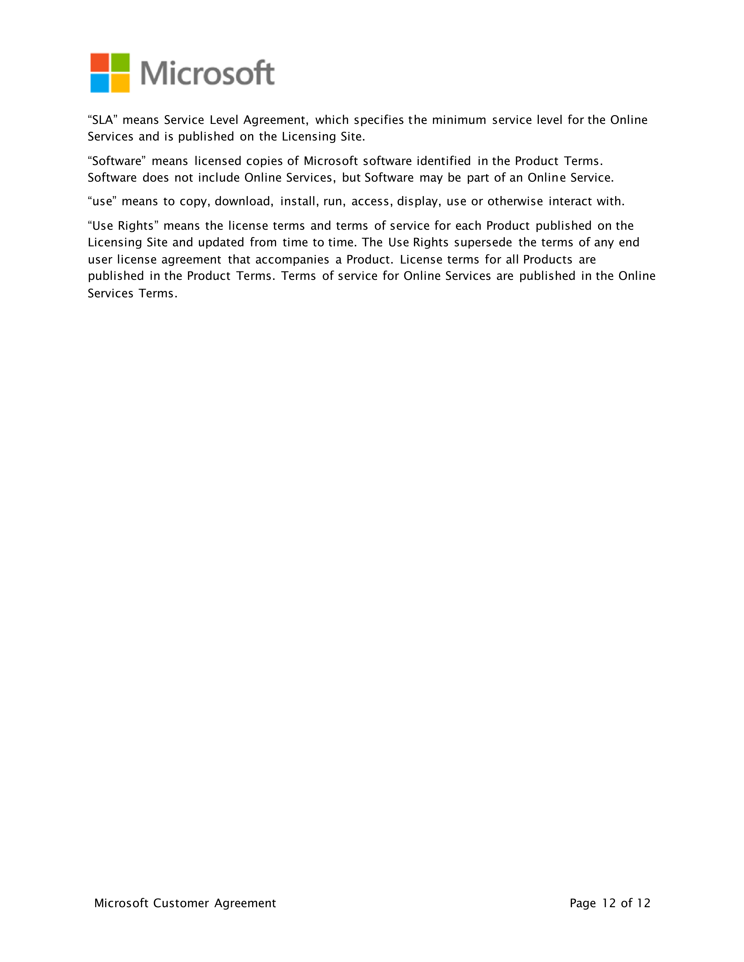 Microsoft Customer Agreement — page 12