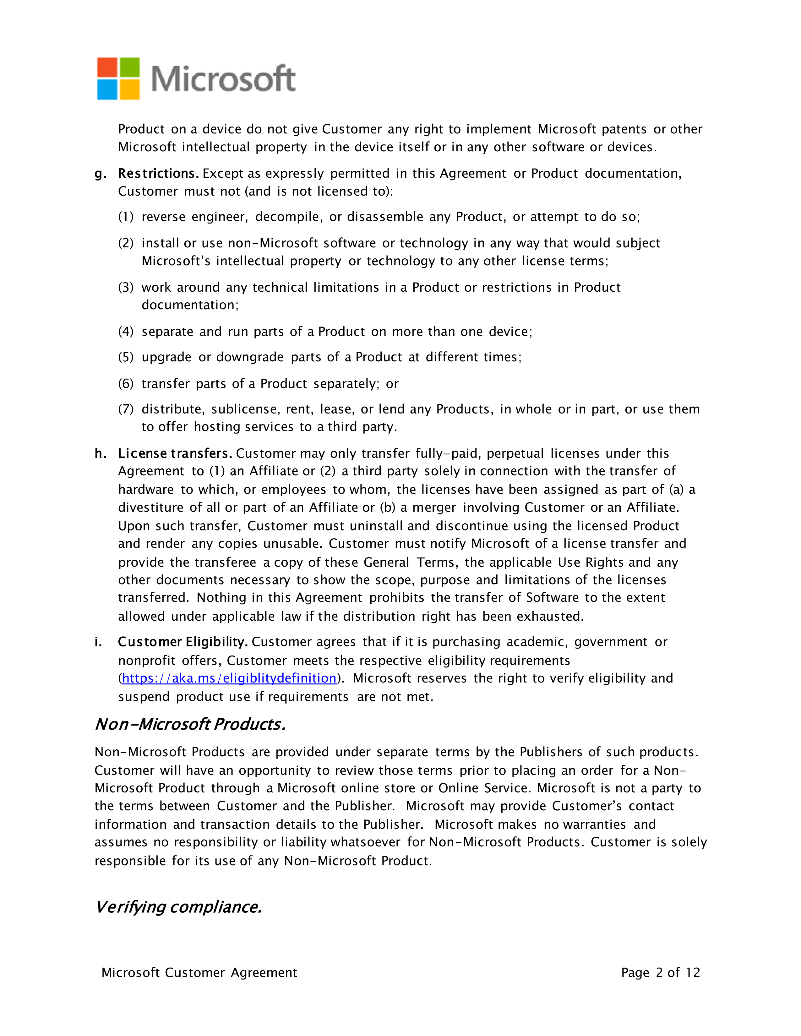 Microsoft Customer Agreement — page 2