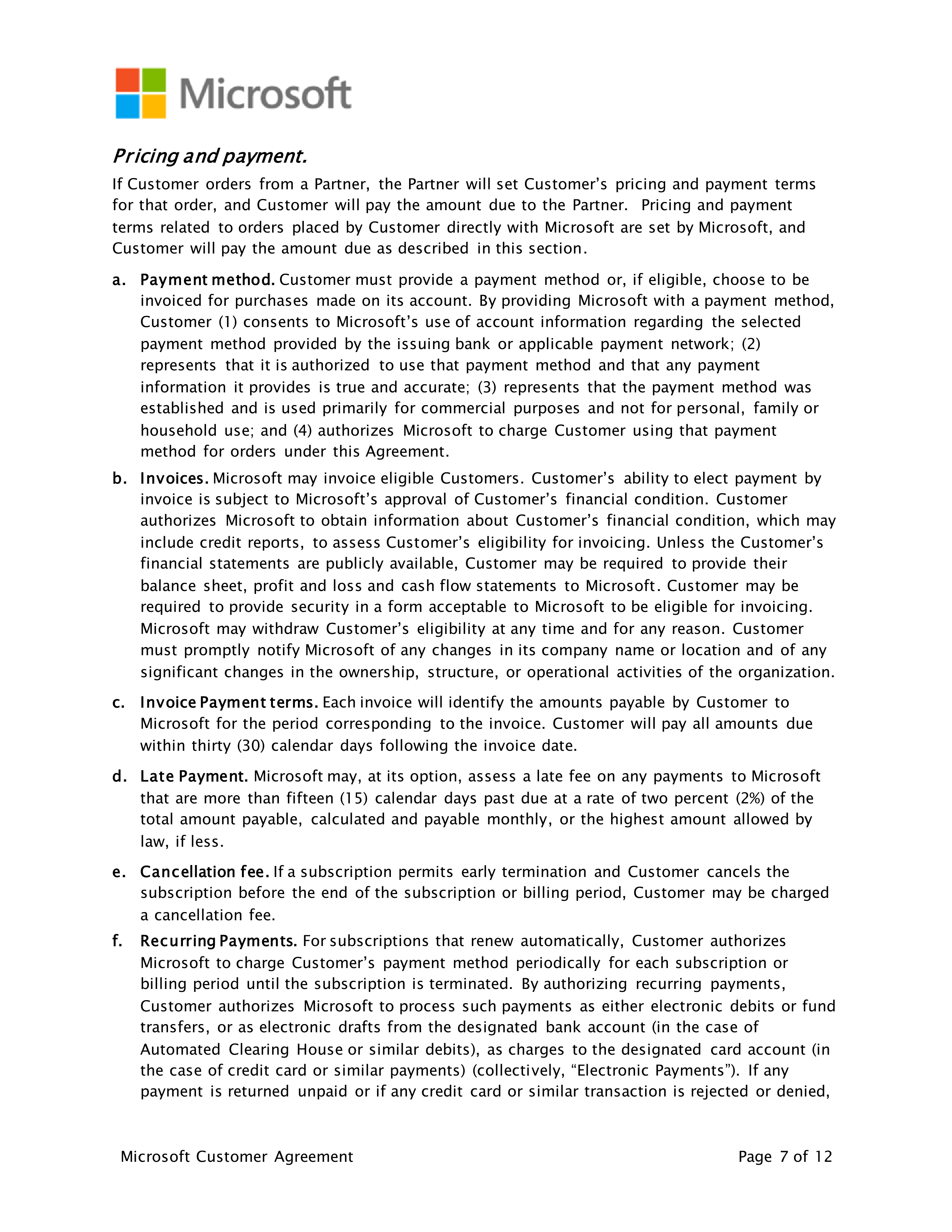Microsoft Customer Agreement — page 7
