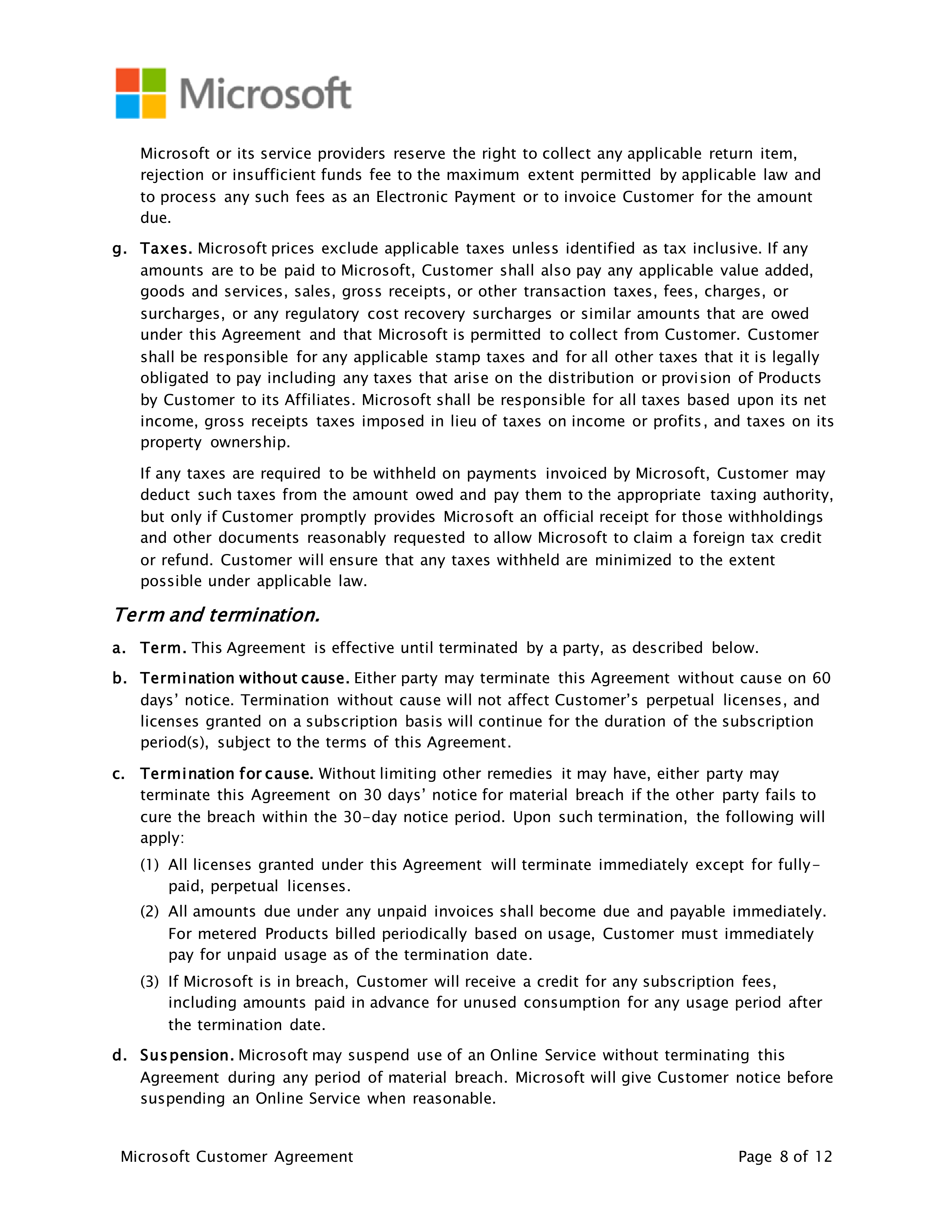 Microsoft Customer Agreement — page 8