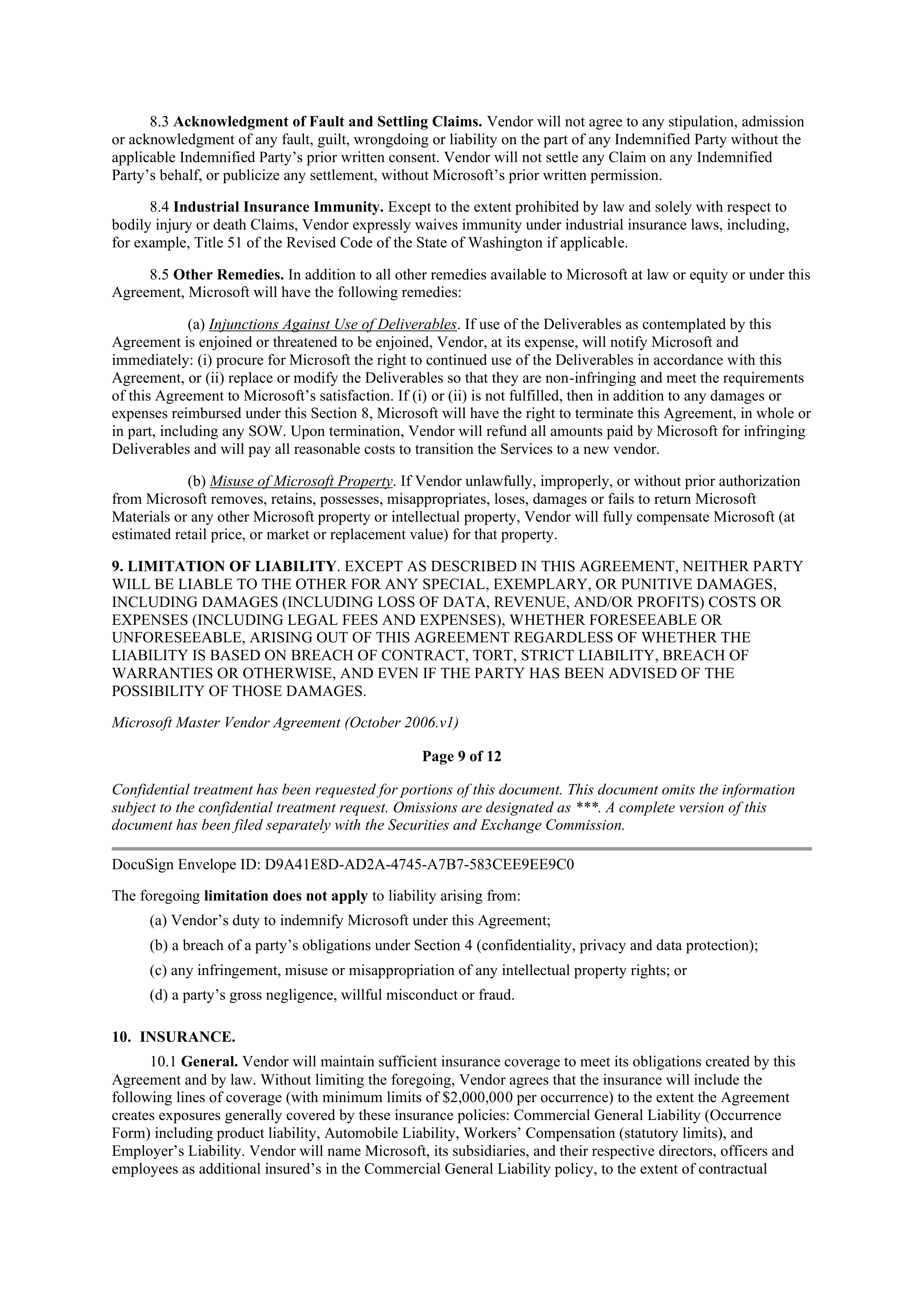 MICROSOFT MASTER VENDOR AGREEMENT — page 11