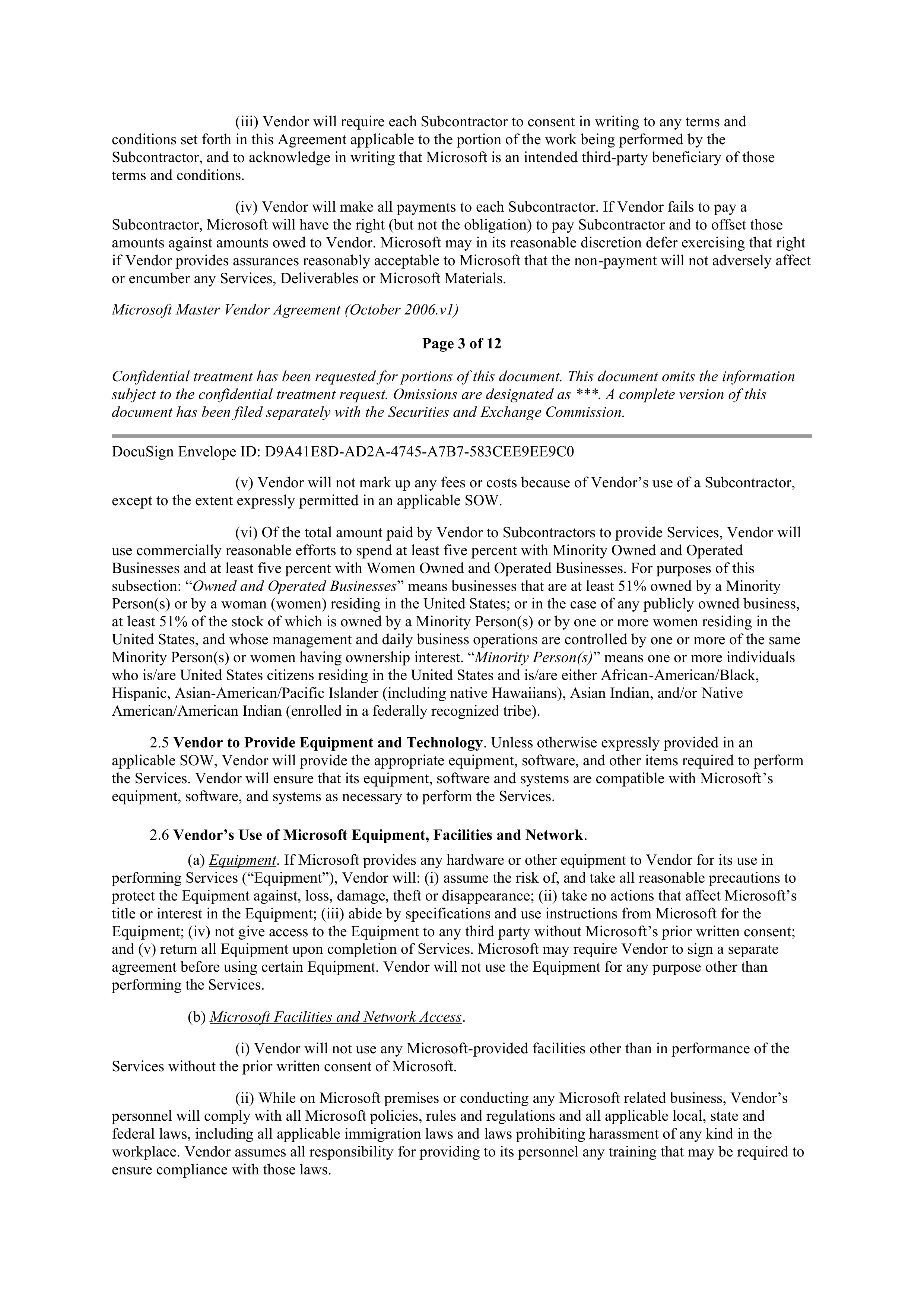 MICROSOFT MASTER VENDOR AGREEMENT — page 4