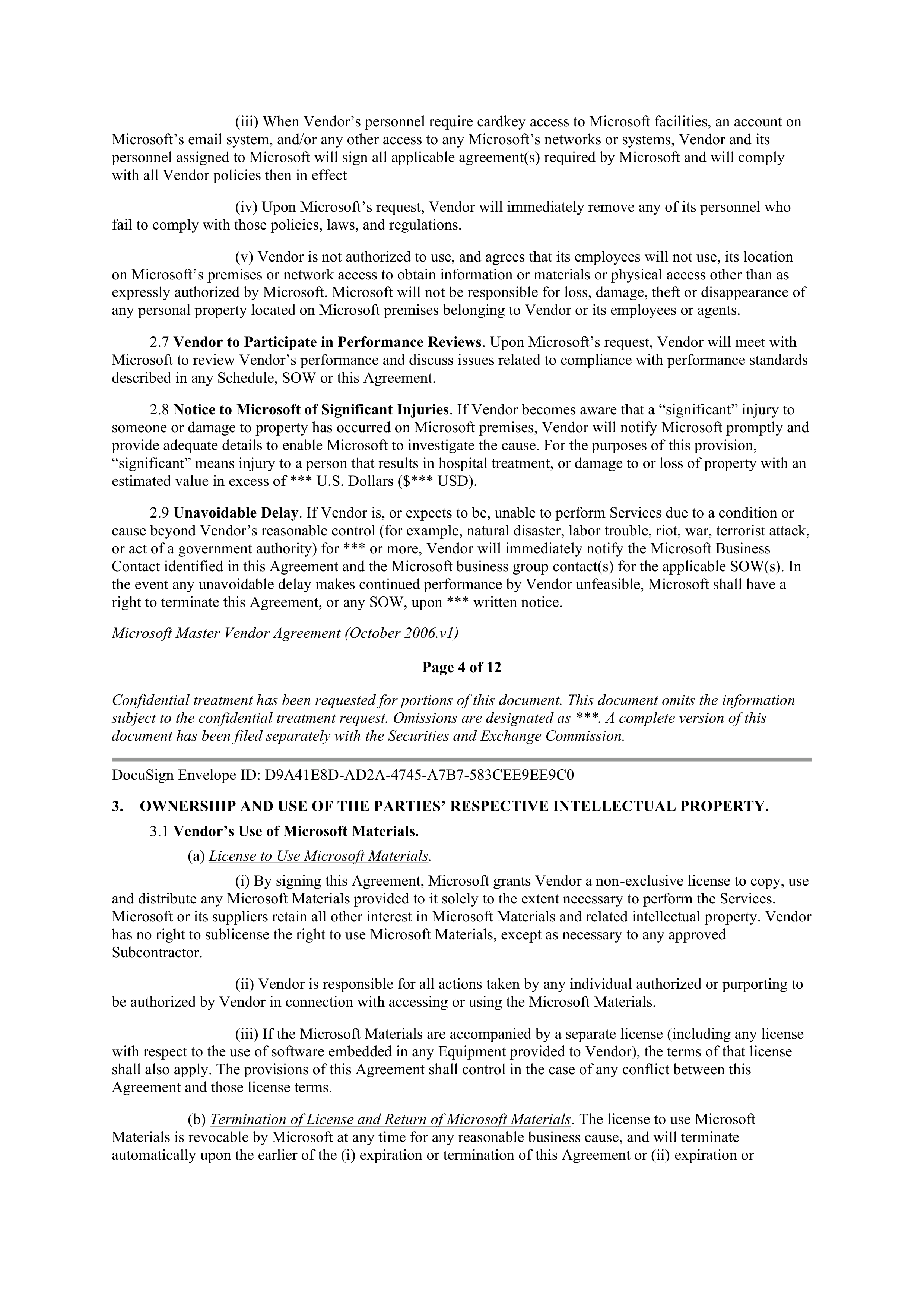 MICROSOFT MASTER VENDOR AGREEMENT — page 5