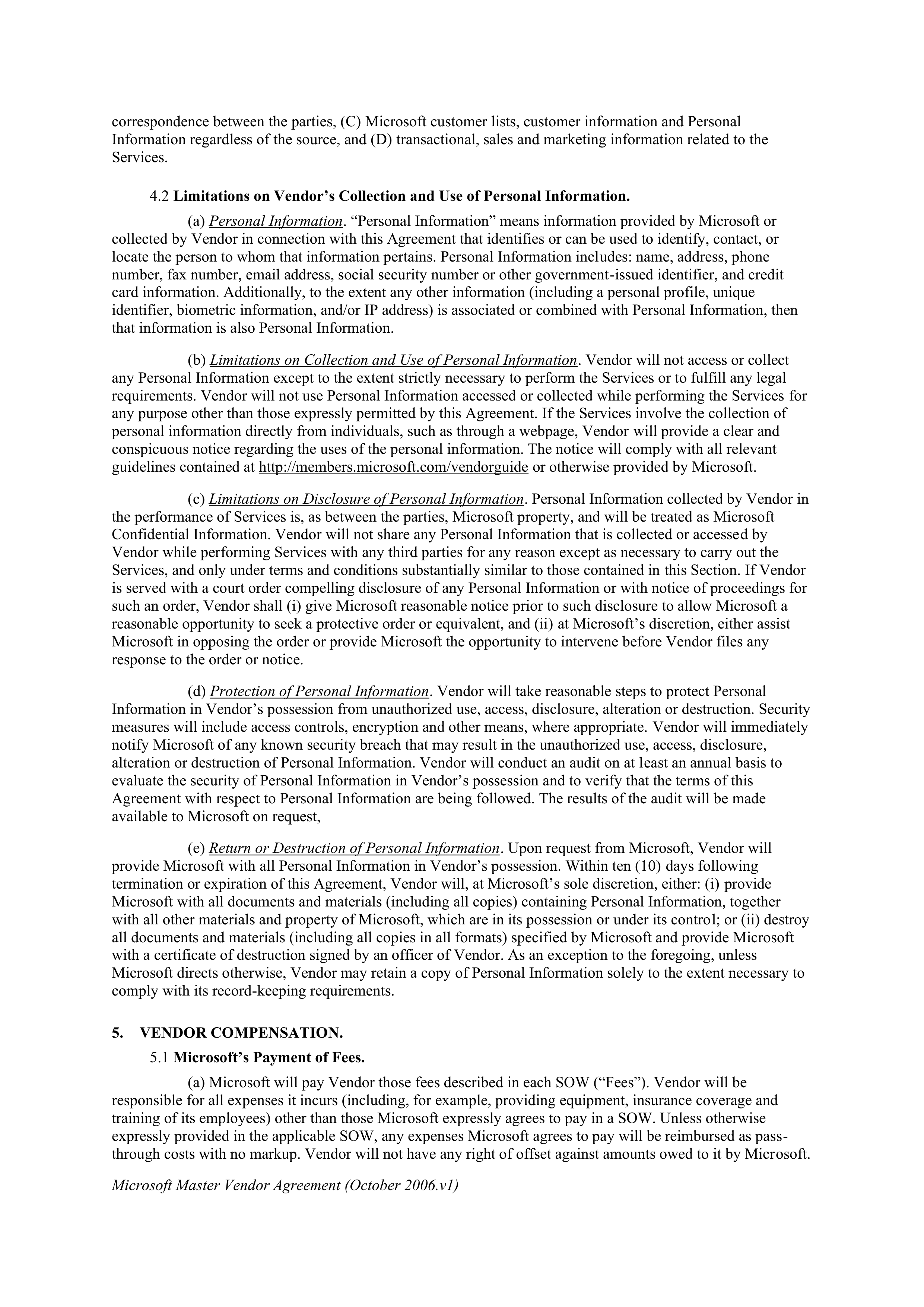 MICROSOFT MASTER VENDOR AGREEMENT — page 8