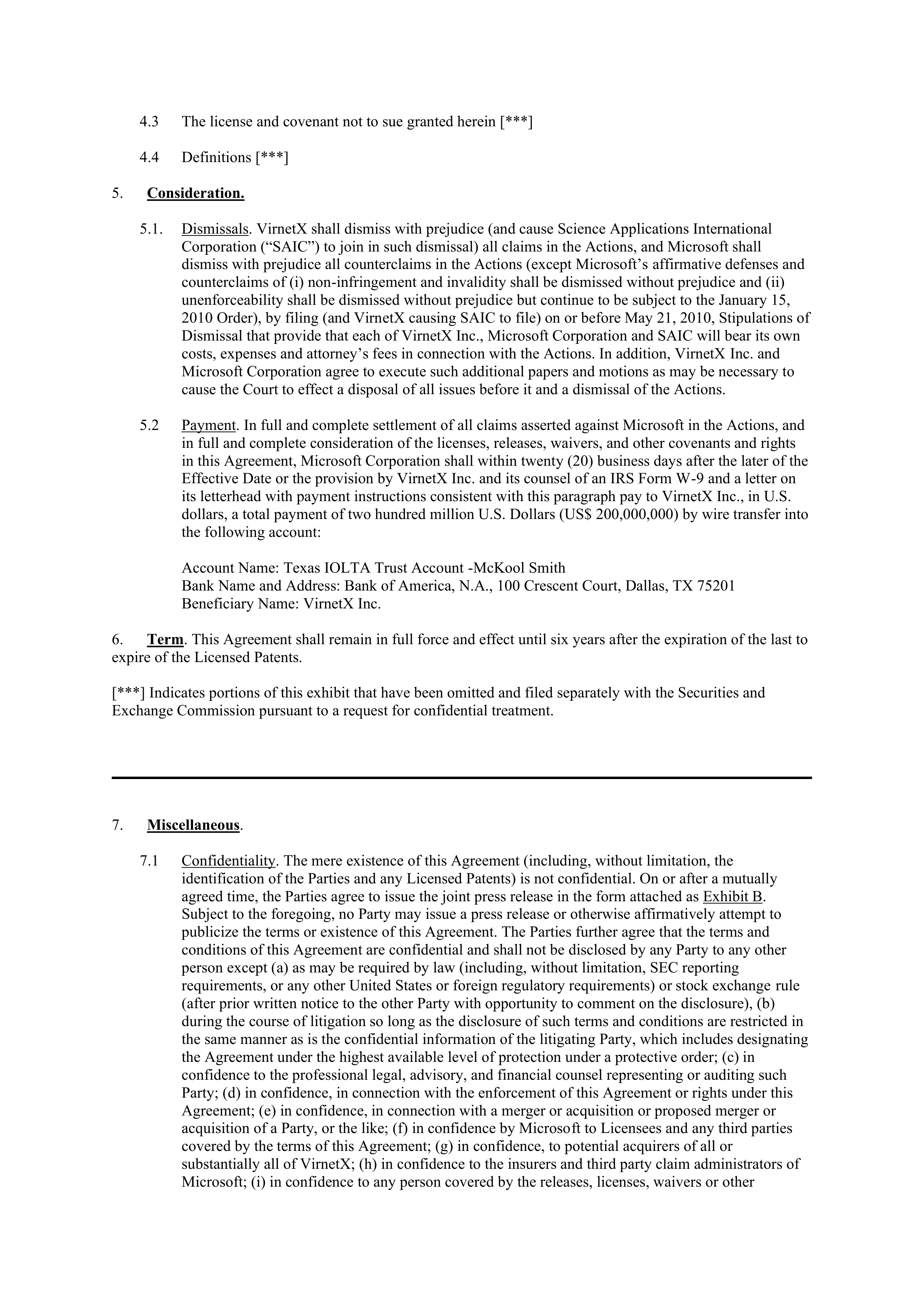 MICROSOFT SETTLEMENT AND LICENSE AGREEMENT — page 3