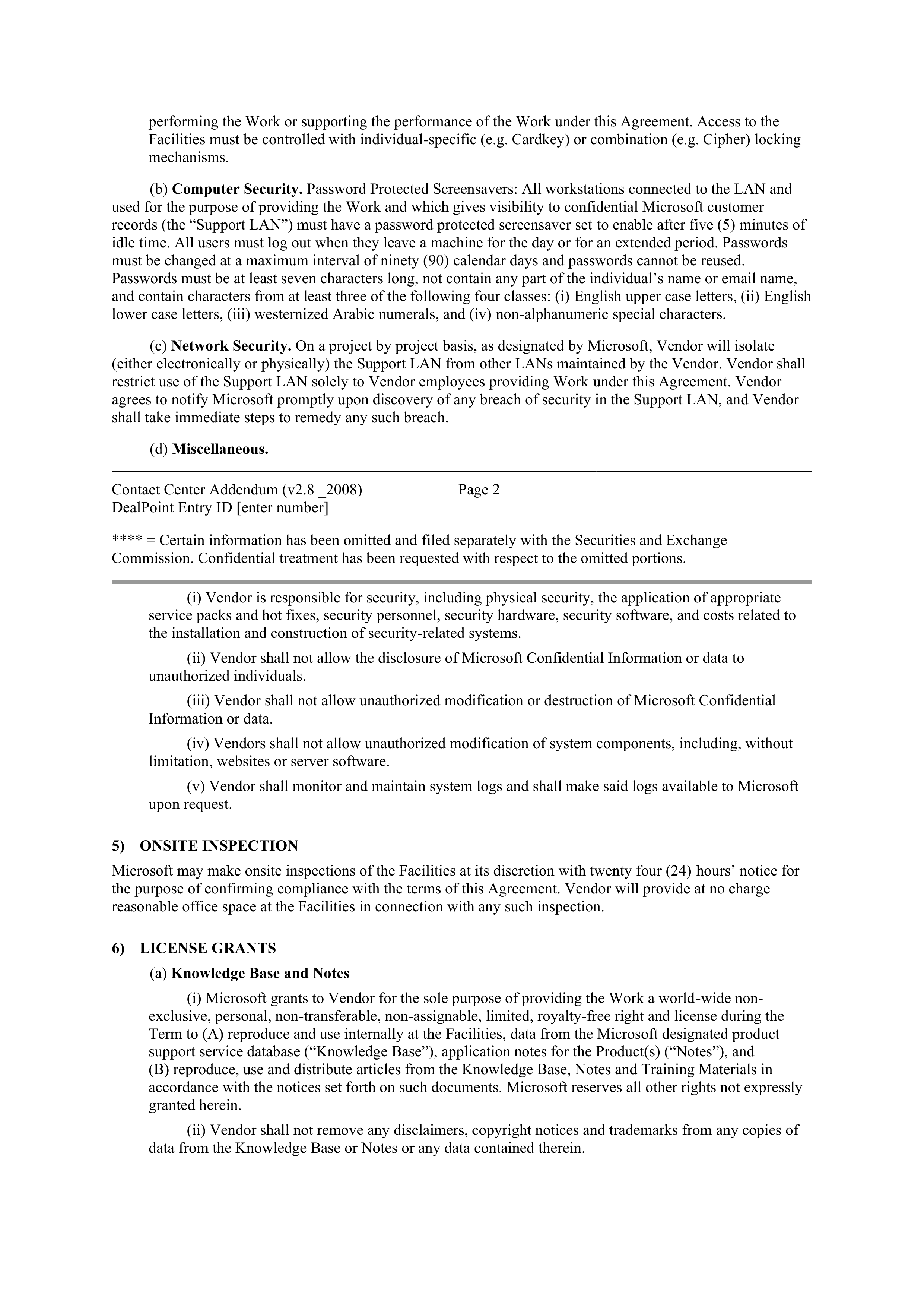 MICROSOFT VENDOR SERVICES AGREEMENT — page 14