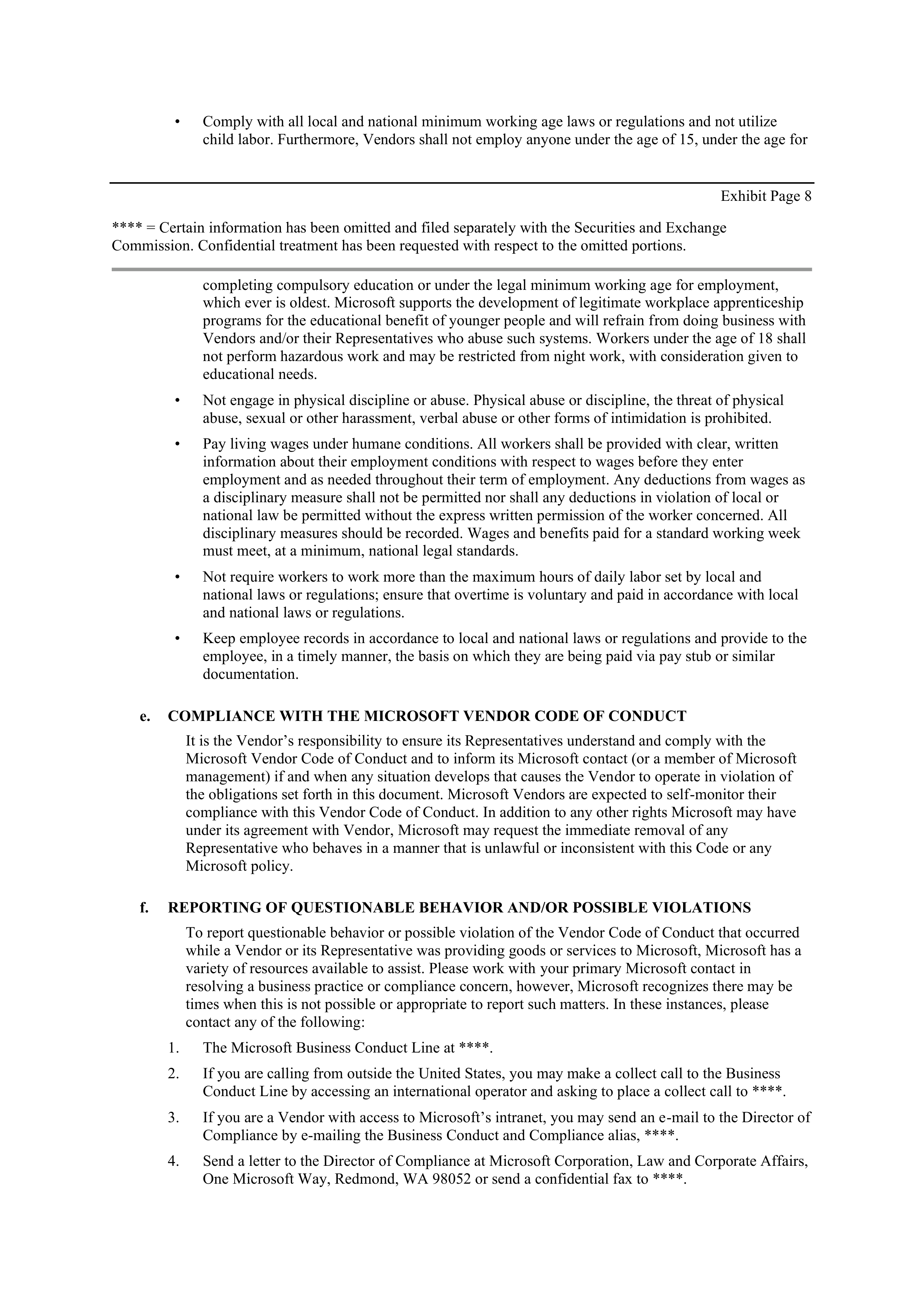 MICROSOFT VENDOR SERVICES AGREEMENT — page 22