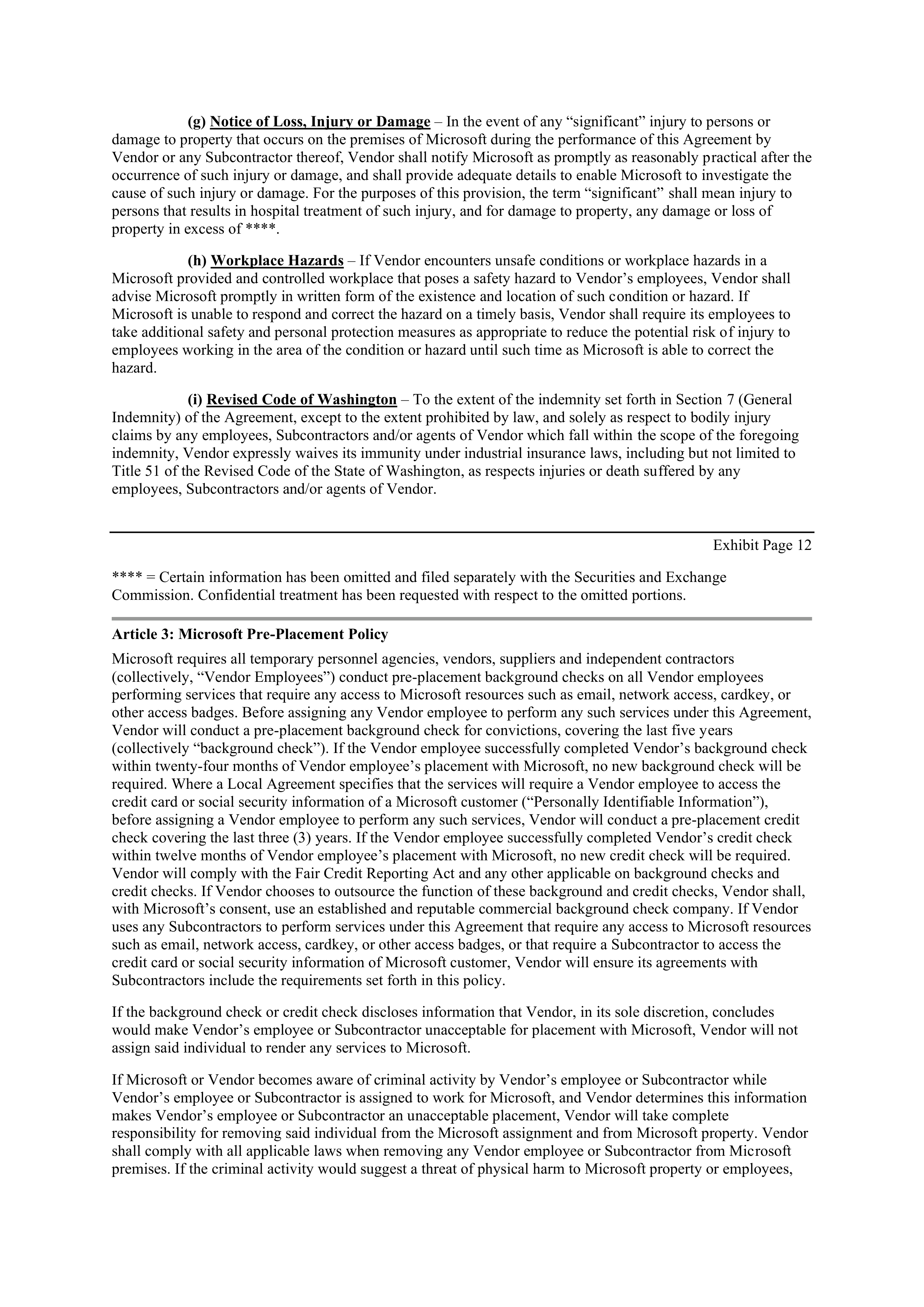 MICROSOFT VENDOR SERVICES AGREEMENT — page 25