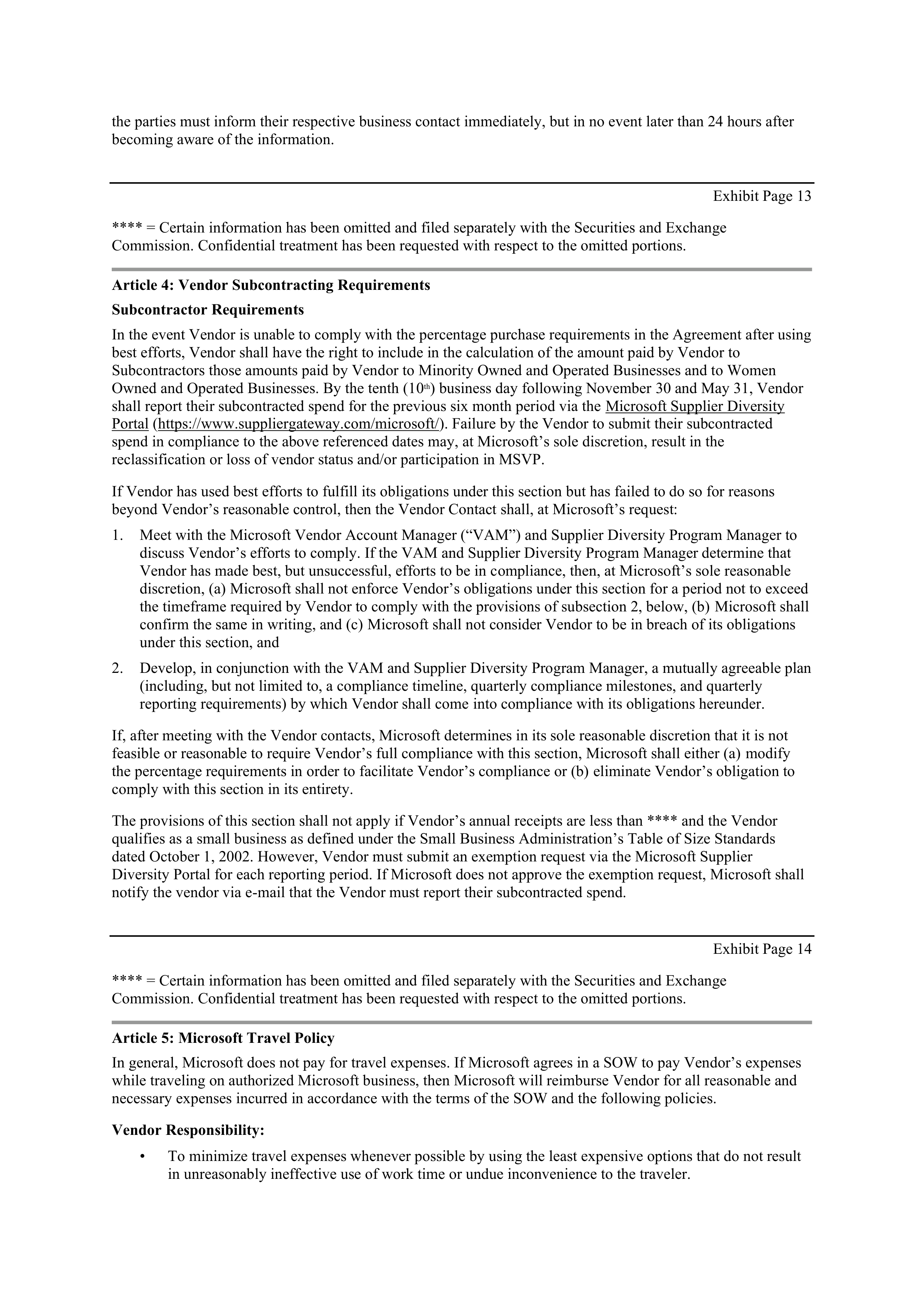 MICROSOFT VENDOR SERVICES AGREEMENT — page 26