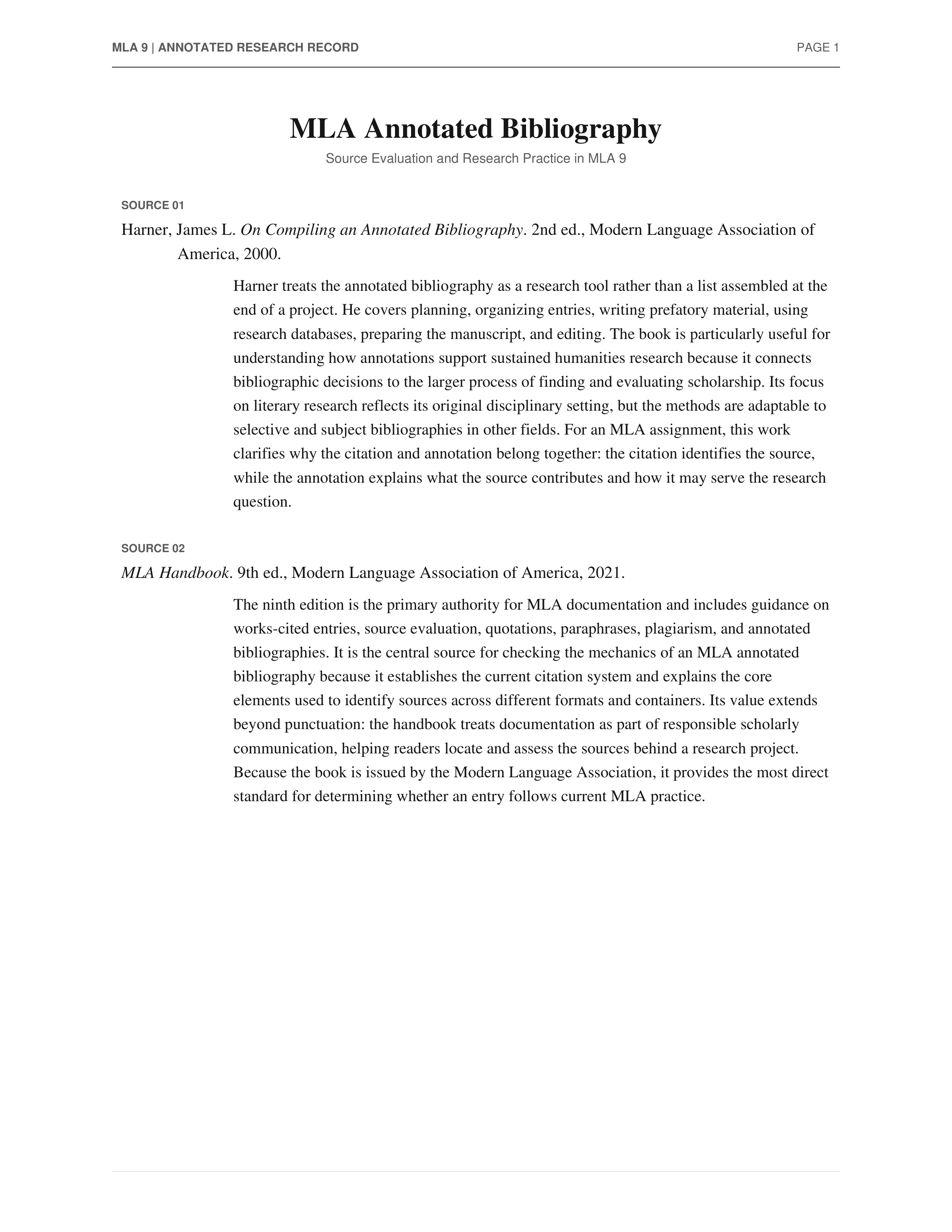 MLA Annotated Bibliography — page 1