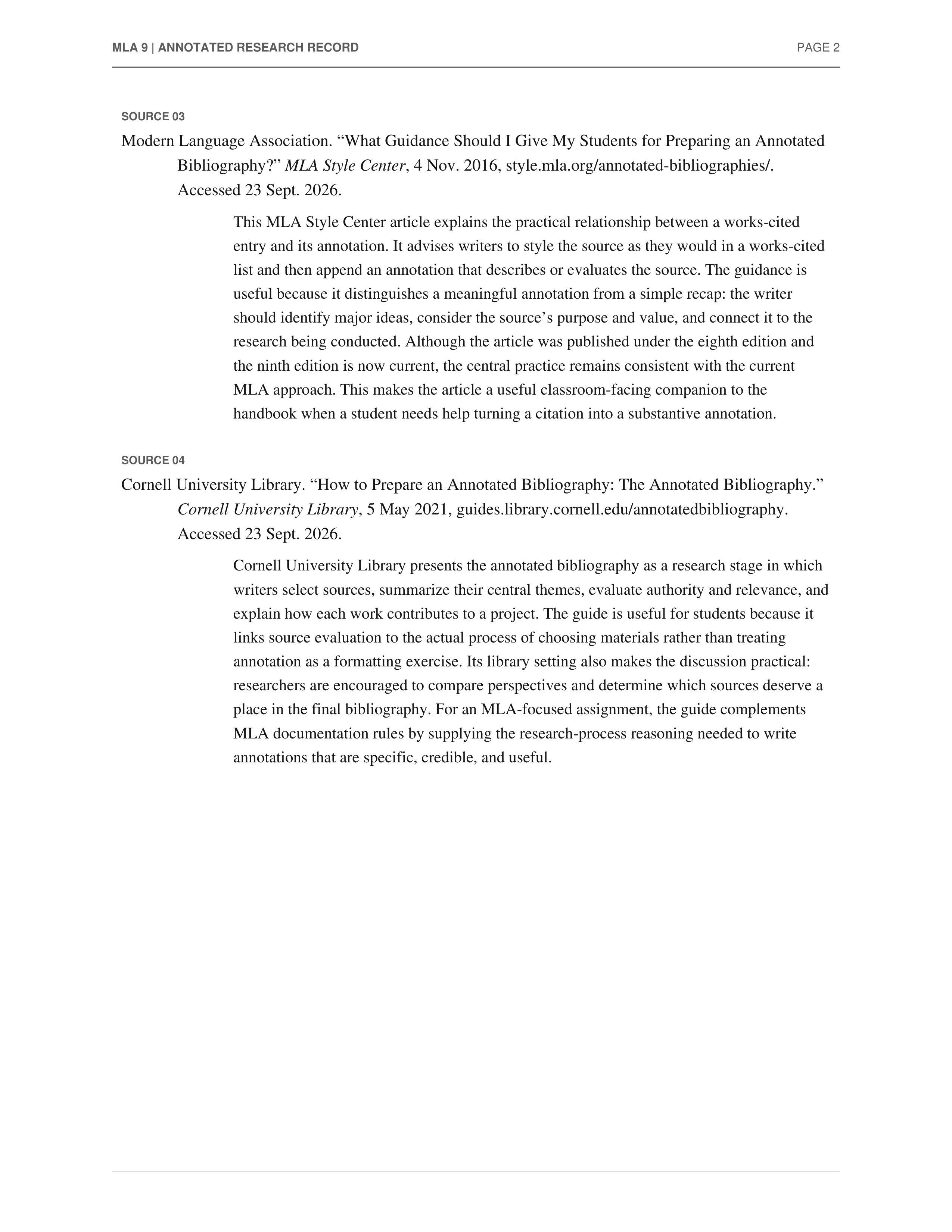 MLA Annotated Bibliography — page 2