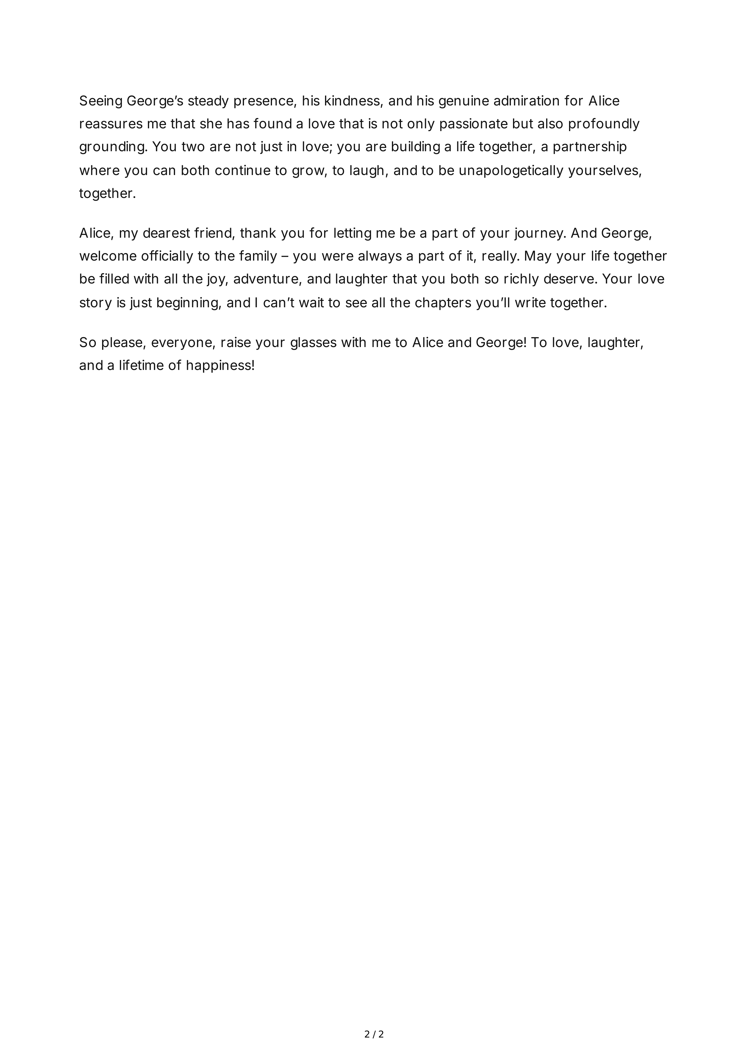 Maid of Honor Speech About the Bride's Personality — page 2