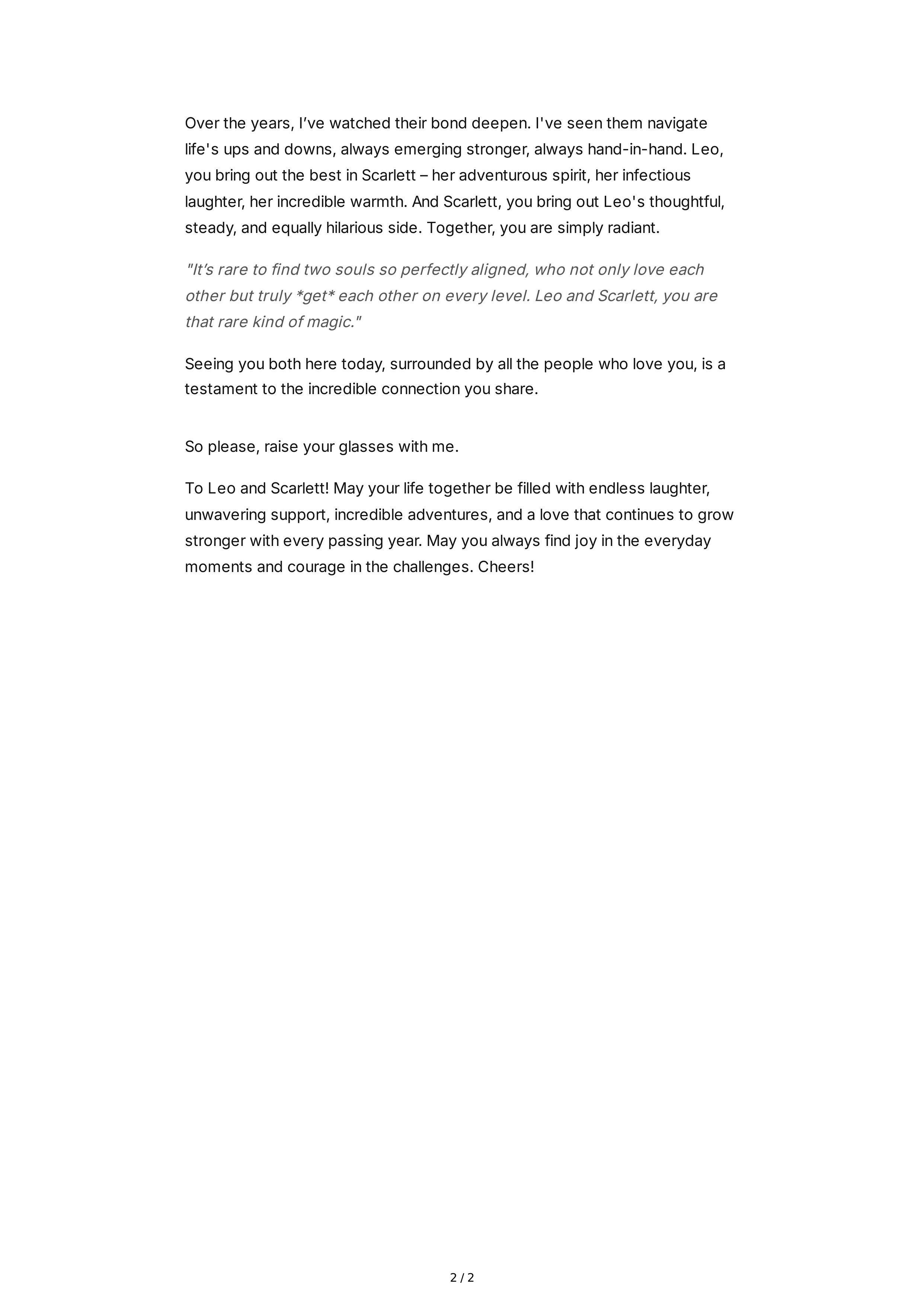 Maid of Honor Speech About the Couple's Love Story — page 2
