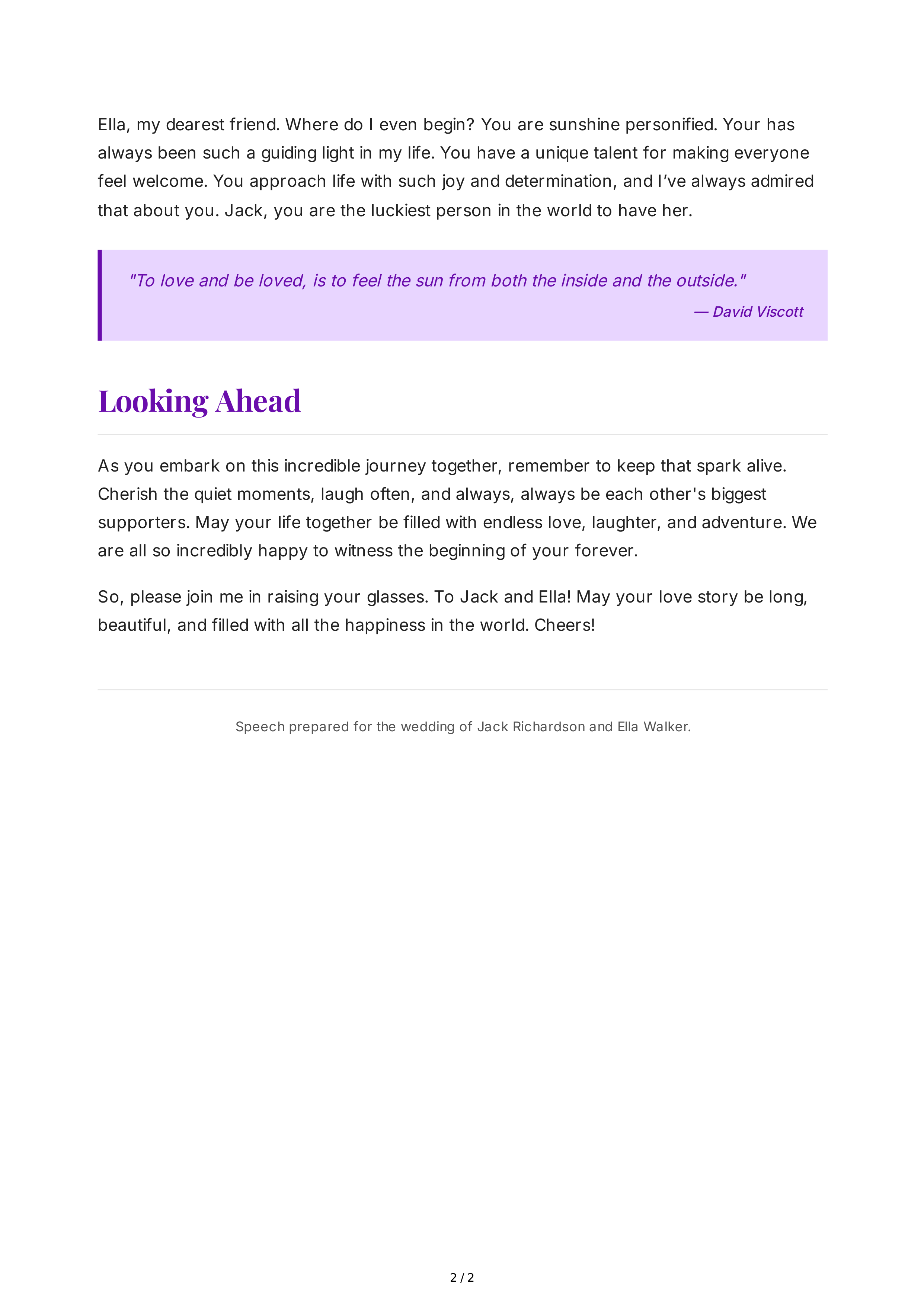 Maid of Honor Speech With Quotes — page 2