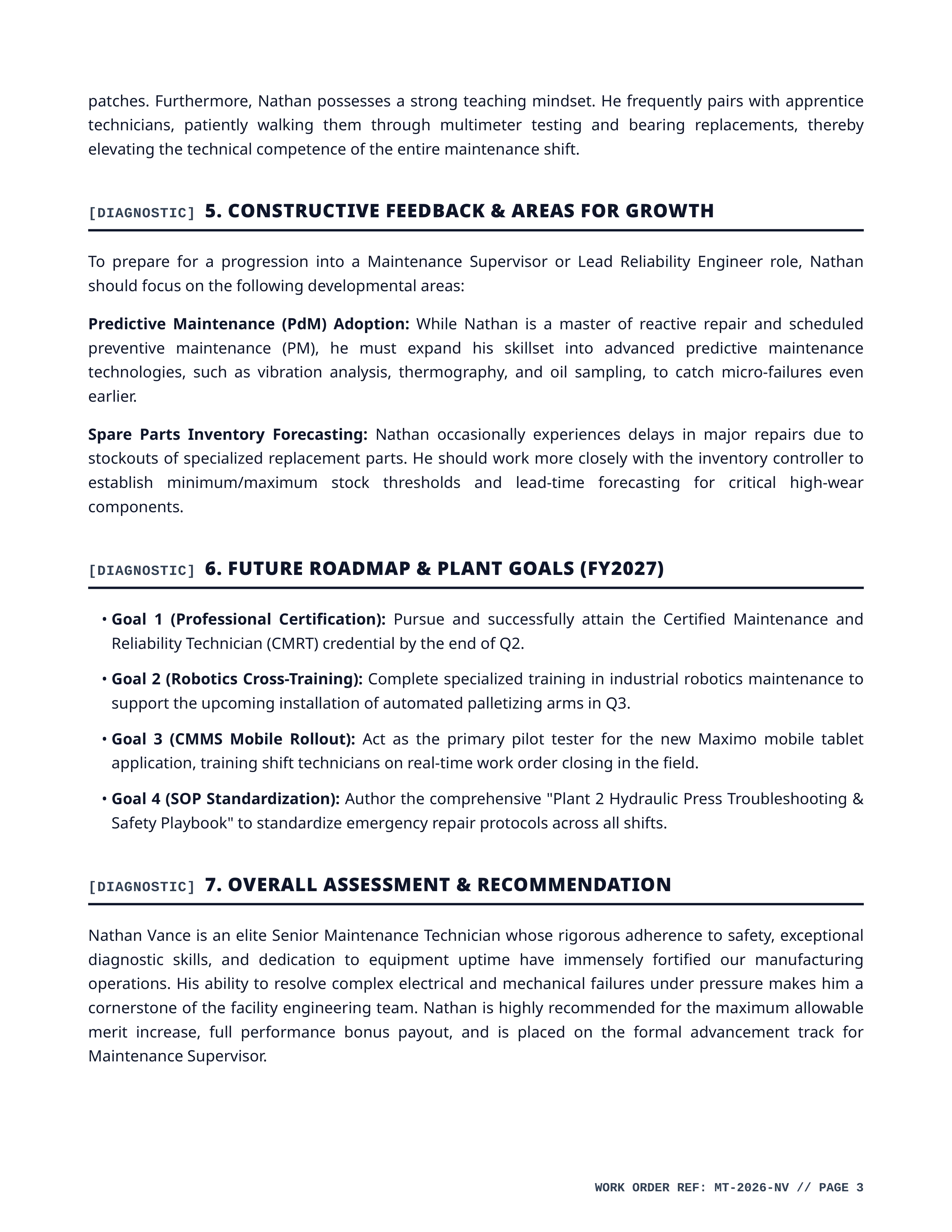 Maintenance Technician Performance Review — page 3