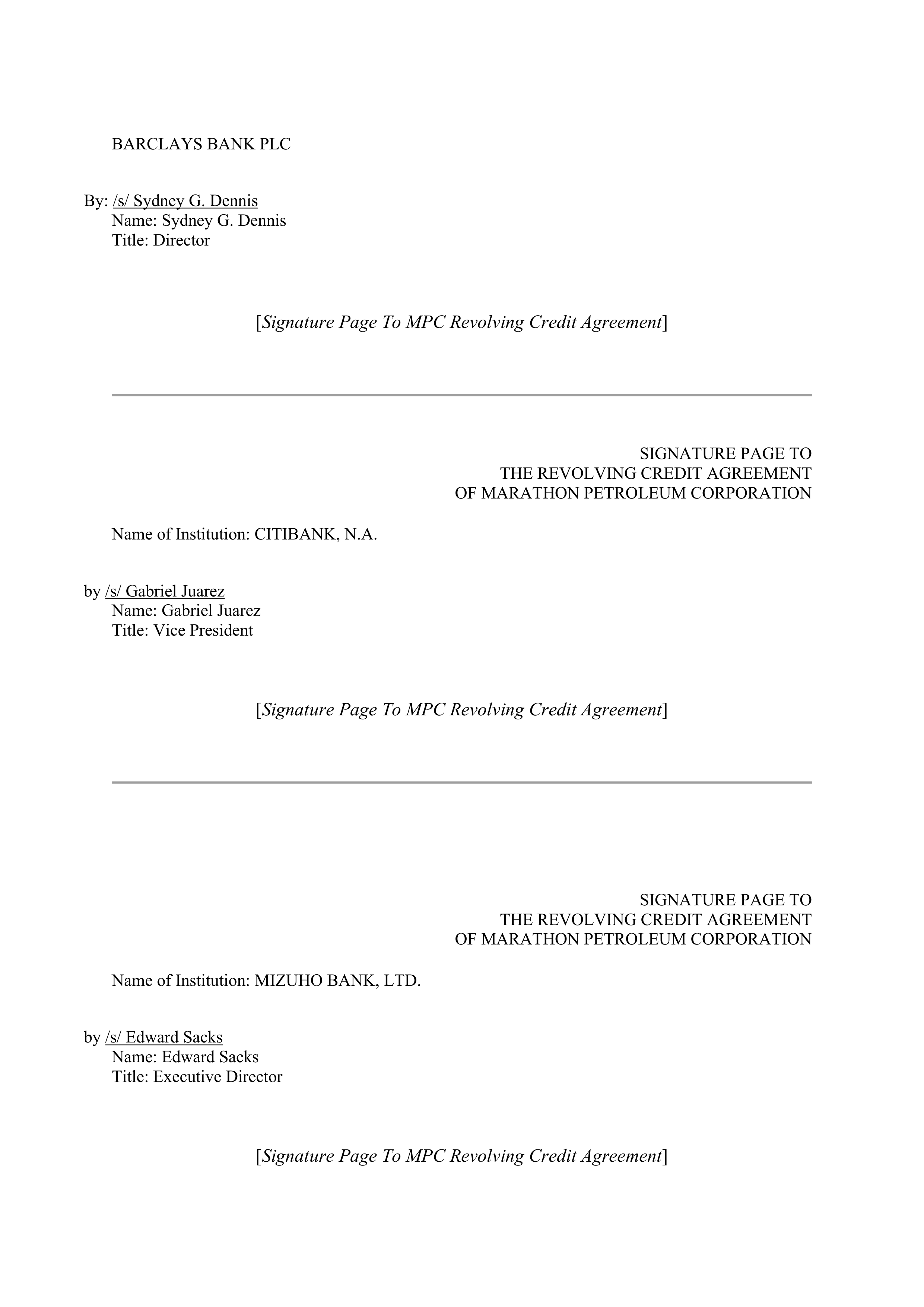 Marathon Petroleum Revolving Credit Agreement — page 105