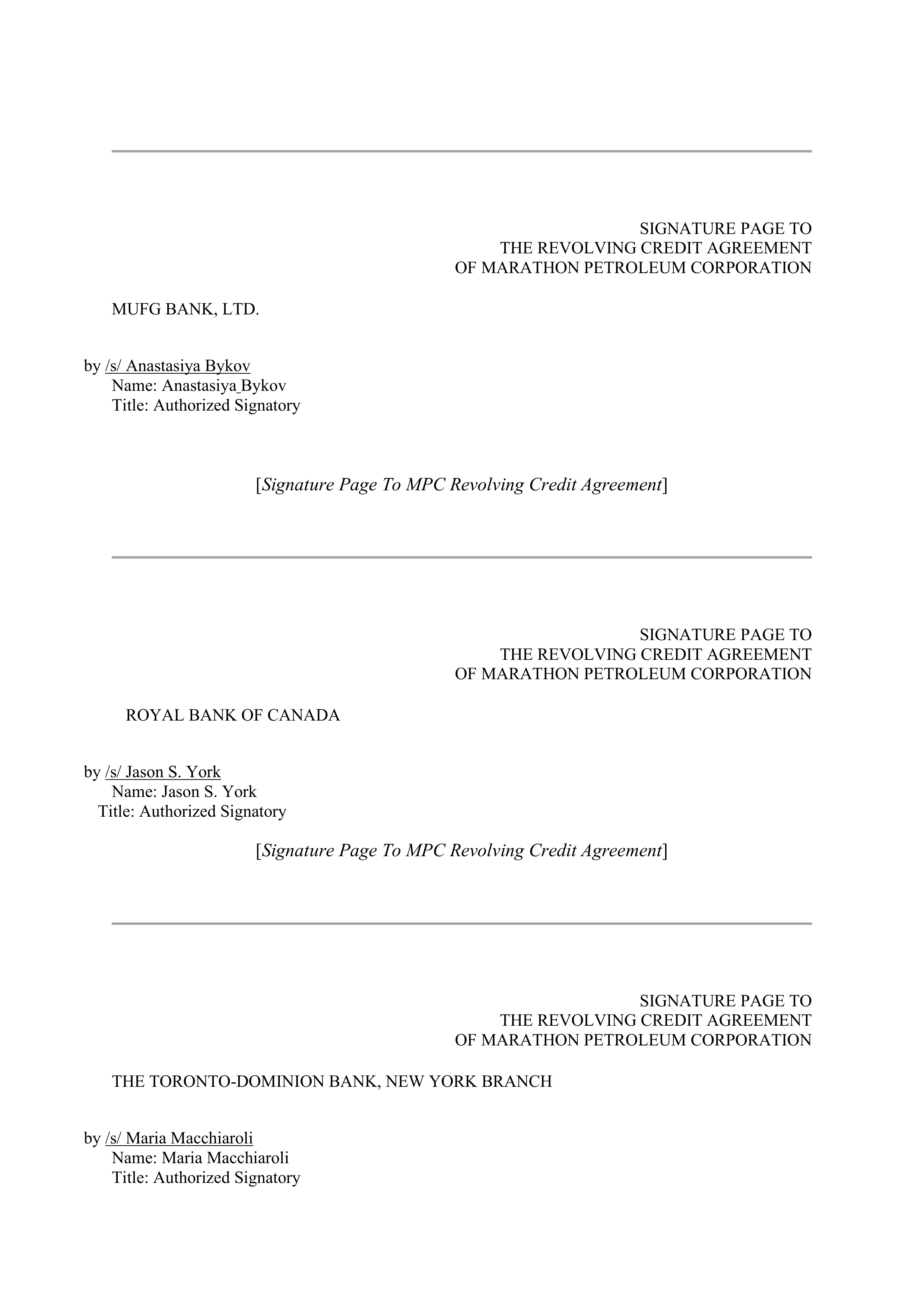 Marathon Petroleum Revolving Credit Agreement — page 106