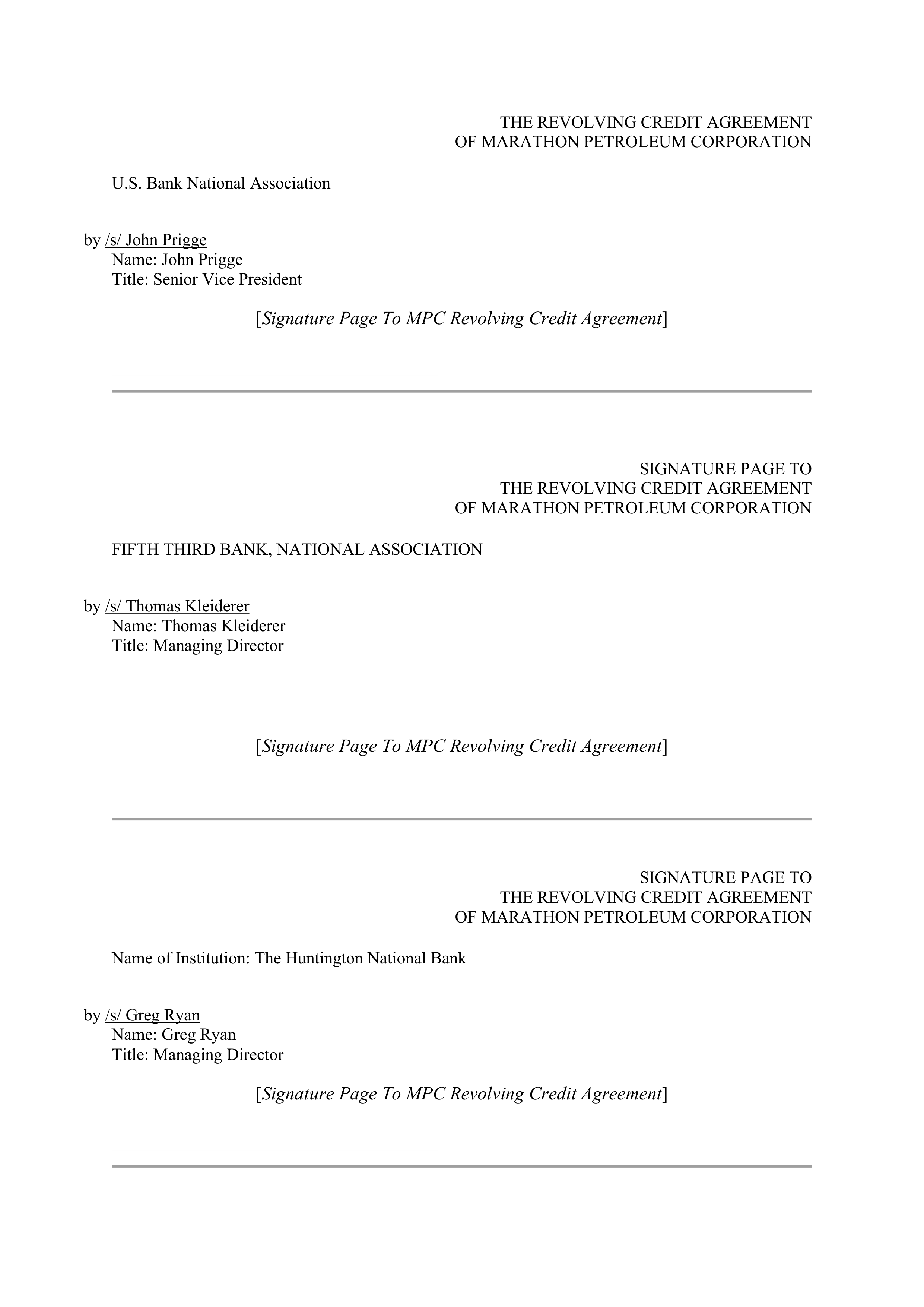 Marathon Petroleum Revolving Credit Agreement — page 109