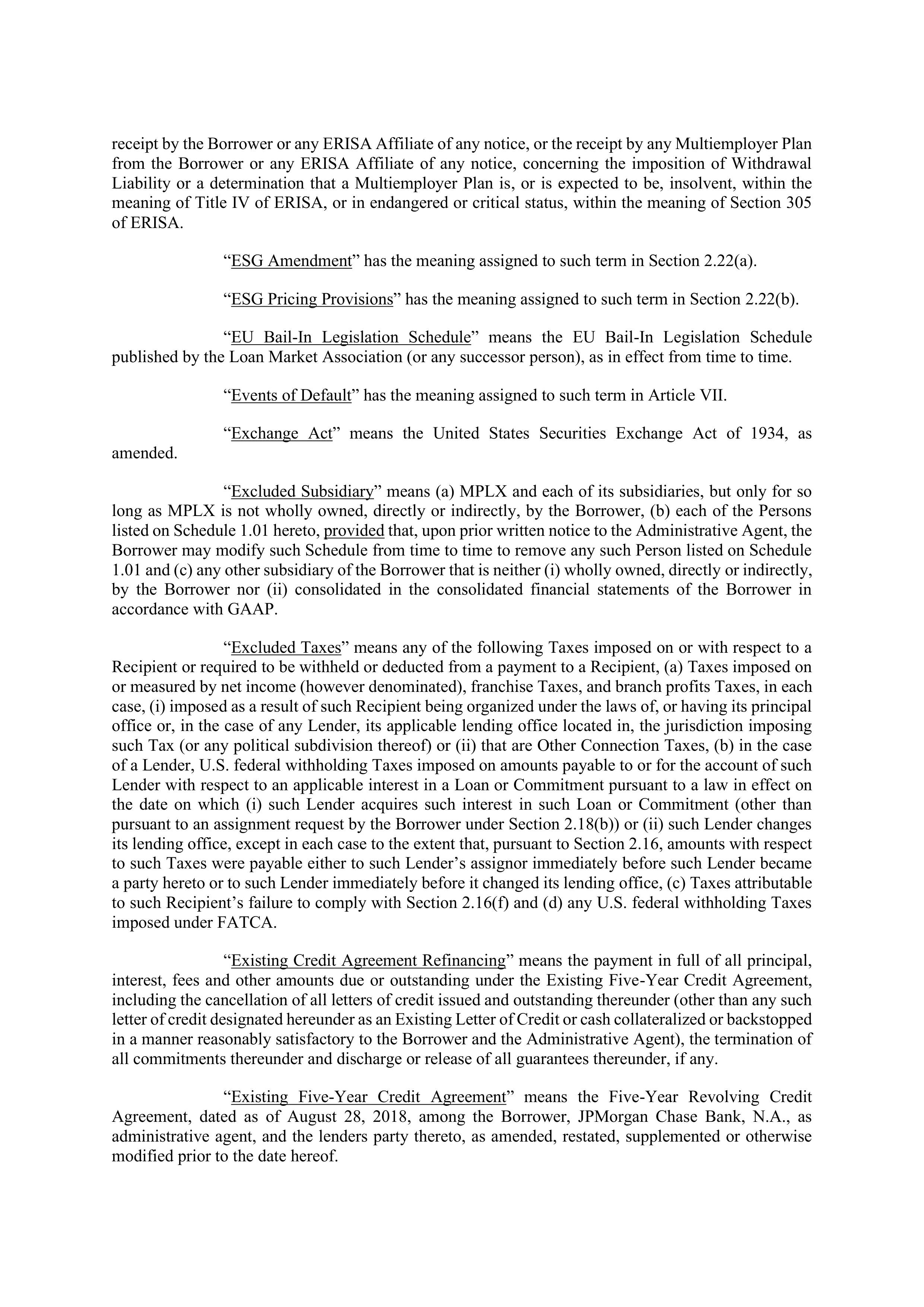 Marathon Petroleum Revolving Credit Agreement — page 19
