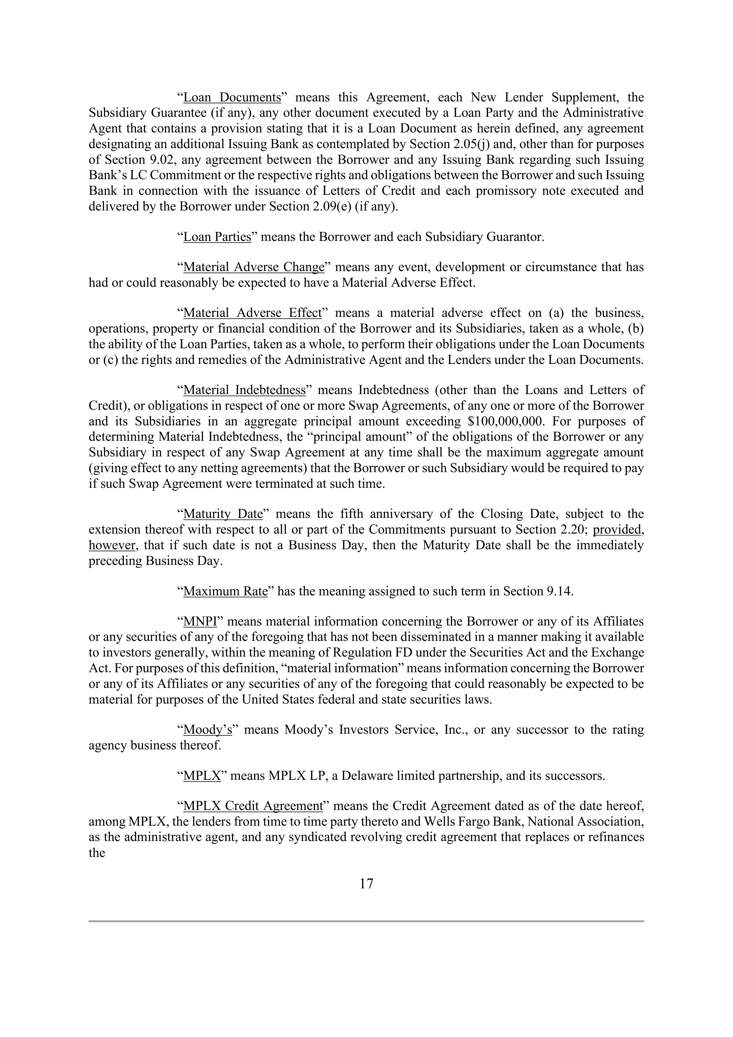 Marathon Petroleum Revolving Credit Agreement — page 25