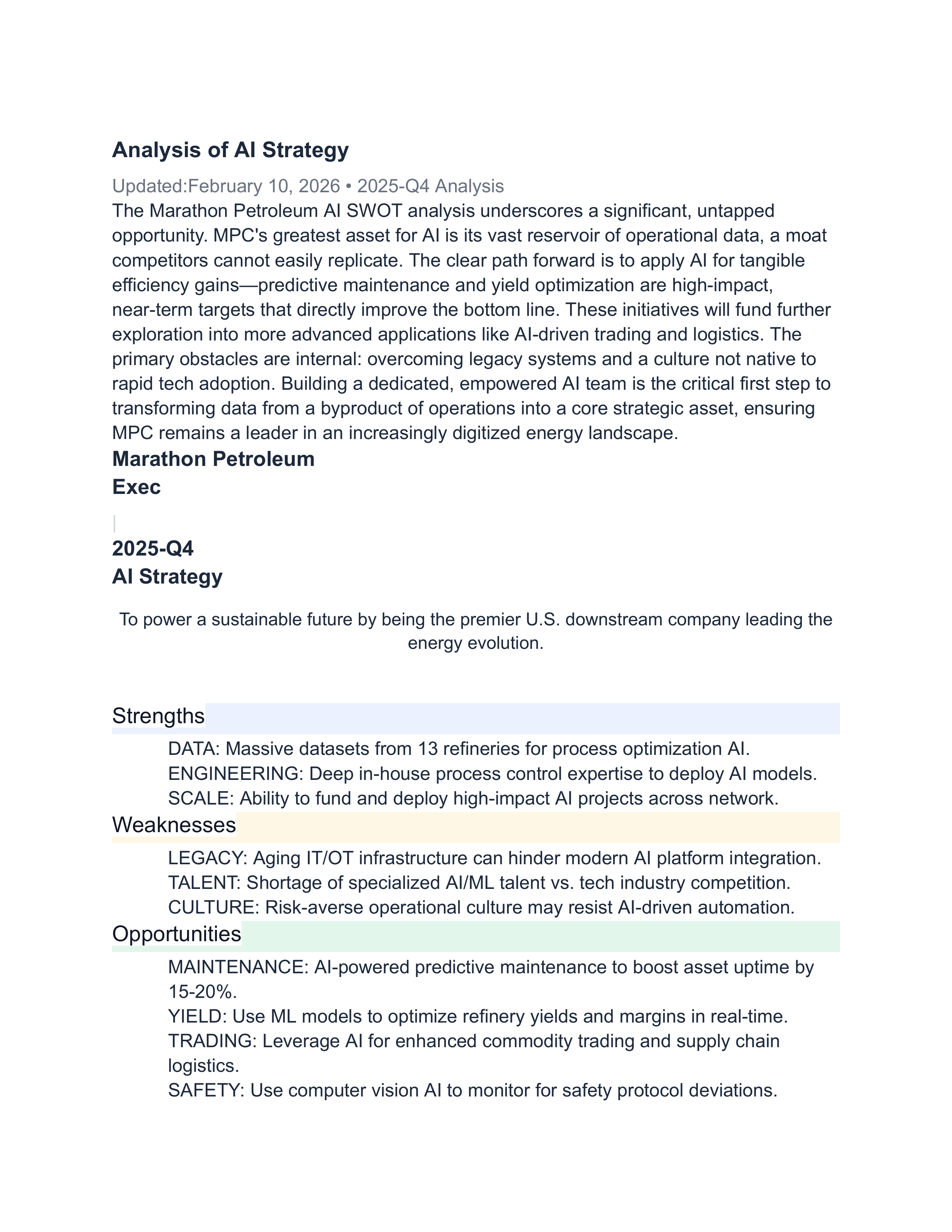 Marathon Petroleum Swot Analysis  — page 12