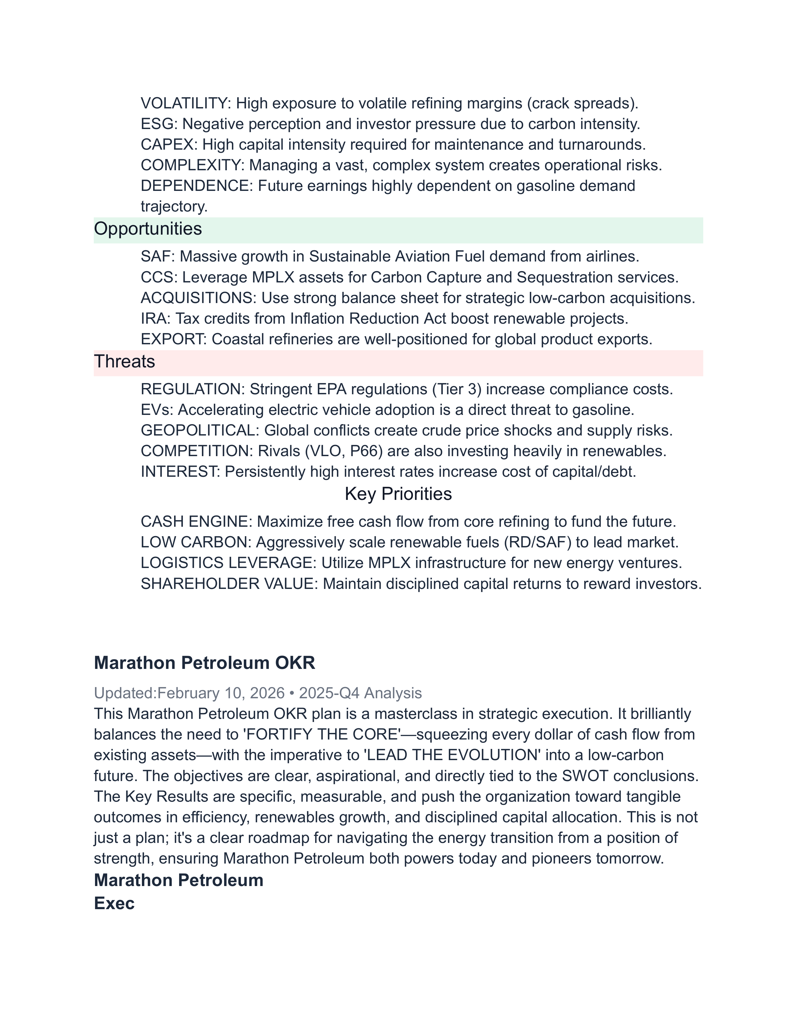 Marathon Petroleum Swot Analysis  — page 2