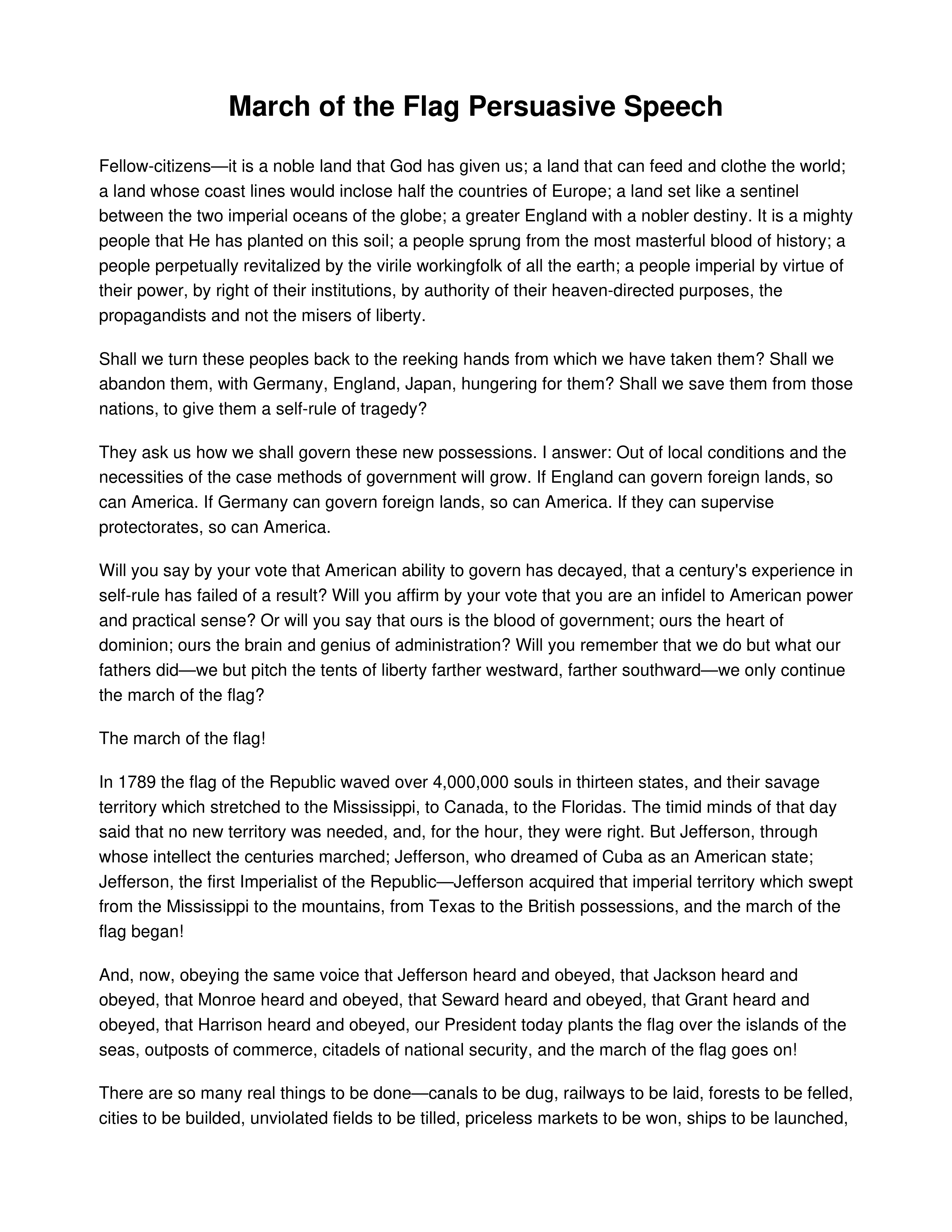 March of the Flag Persuasive Speech — page 1
