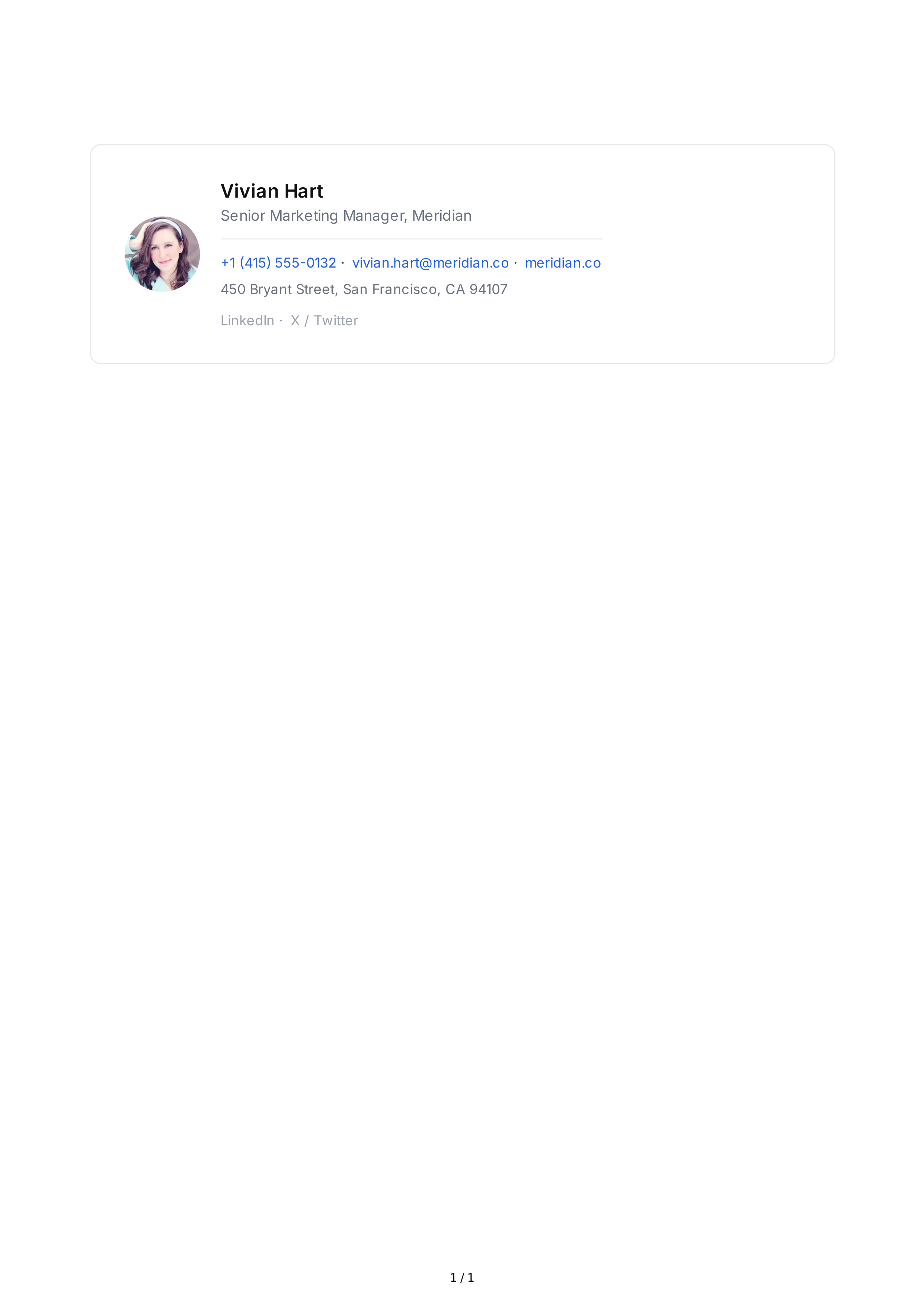 Marketing Manager Email Signature — page 1