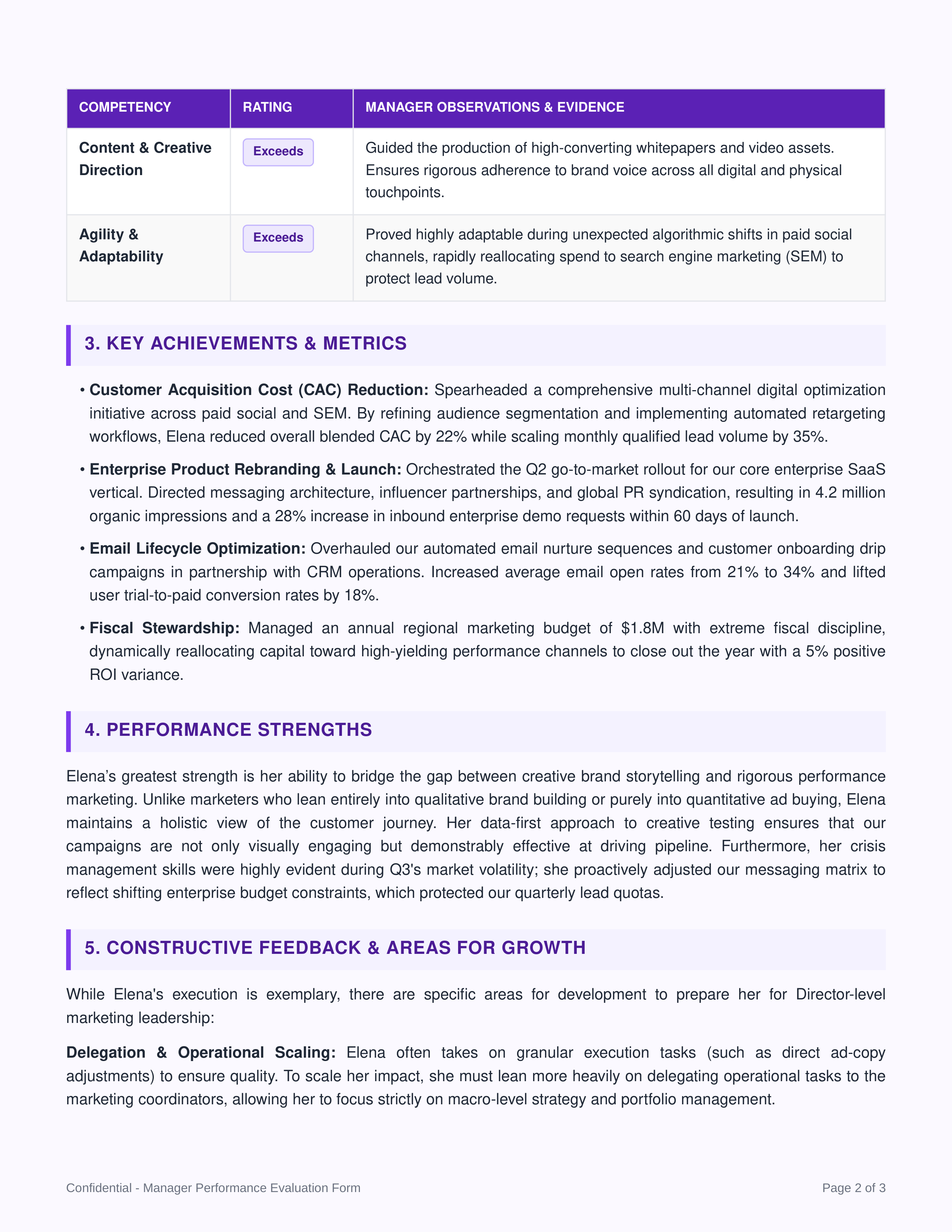 Marketing Manager Performance Review — page 2