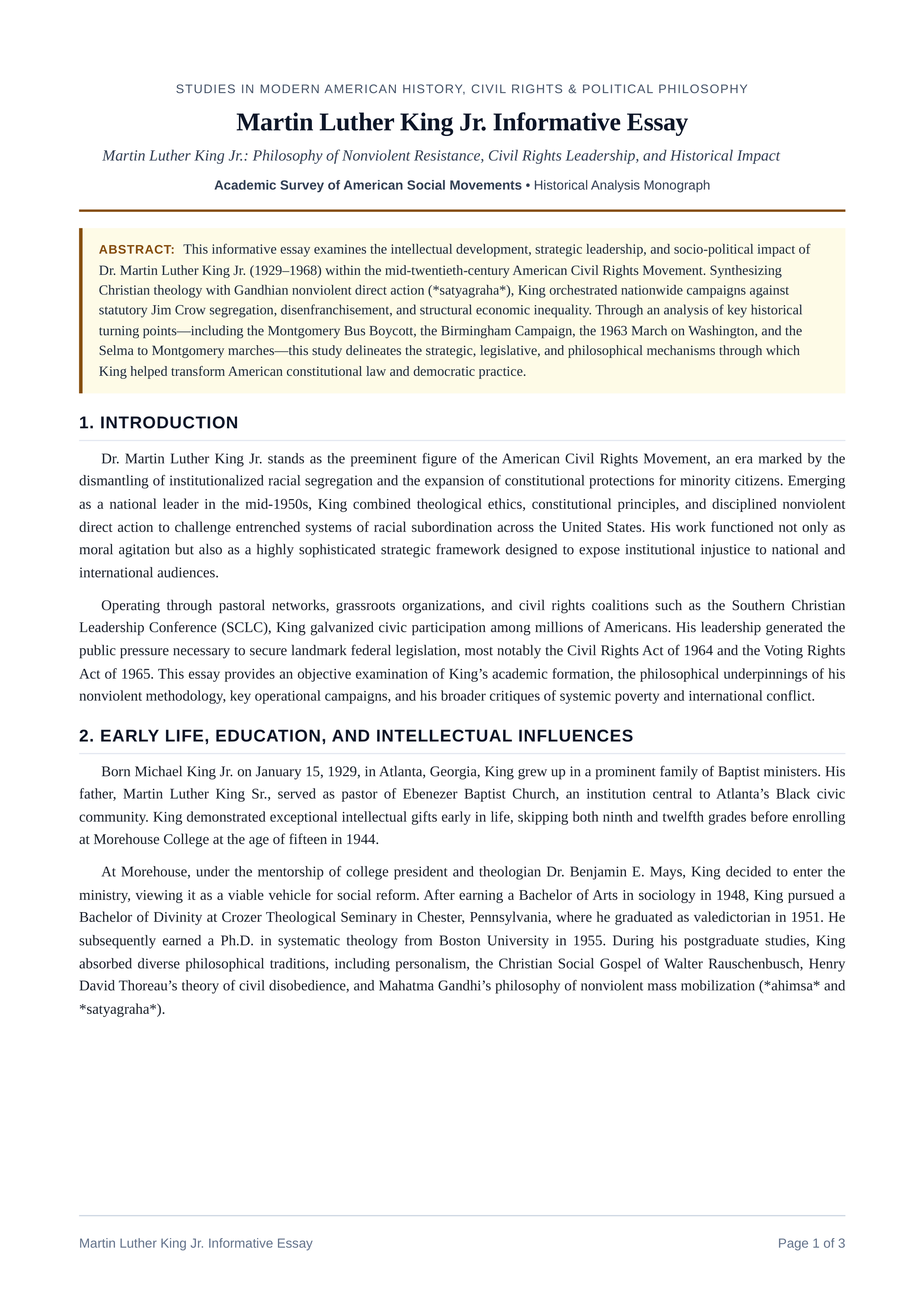 Martin Luther King Jr. Informative Essay — page 1