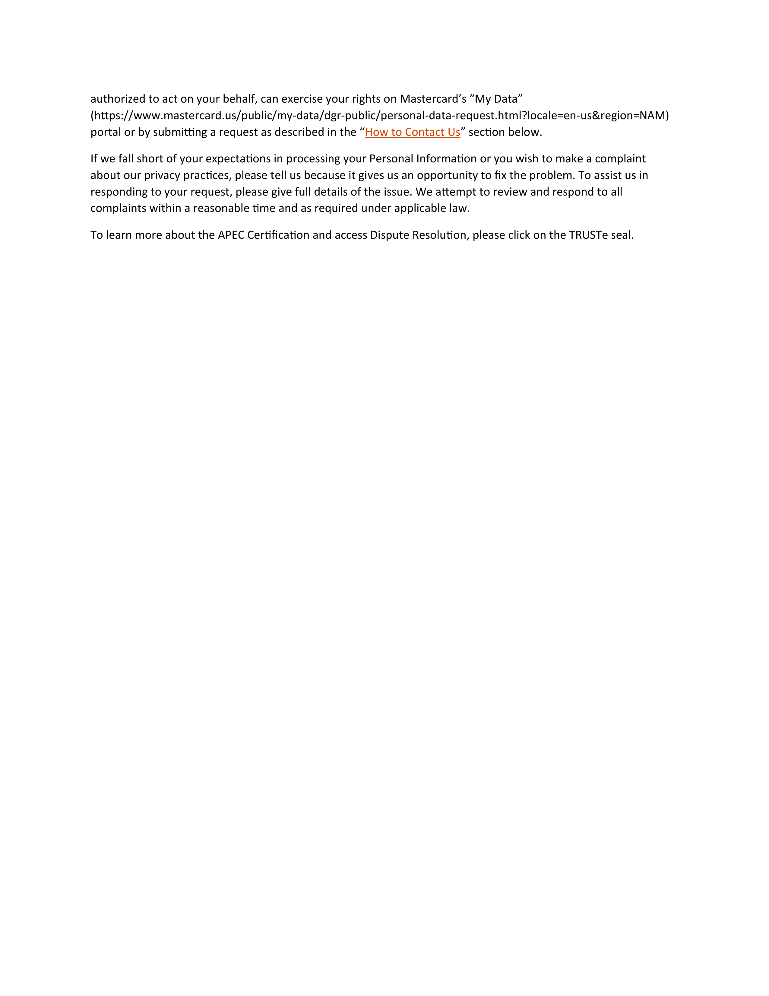 Mastercard Global Privacy Notice — page 16
