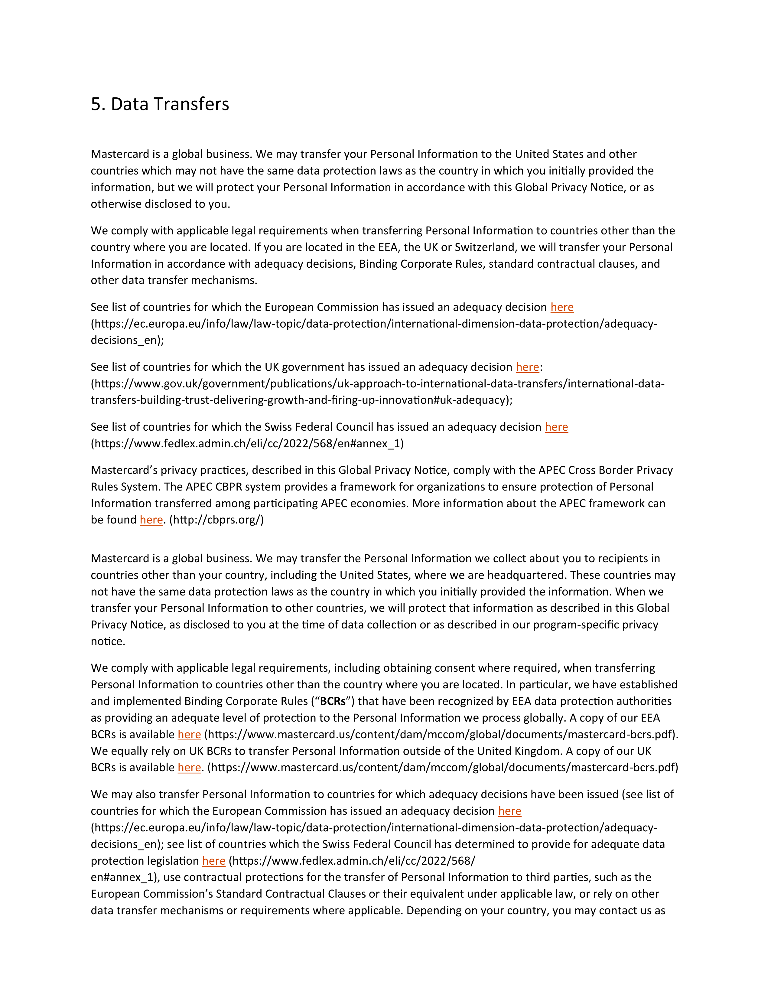 Mastercard Global Privacy Notice — page 17