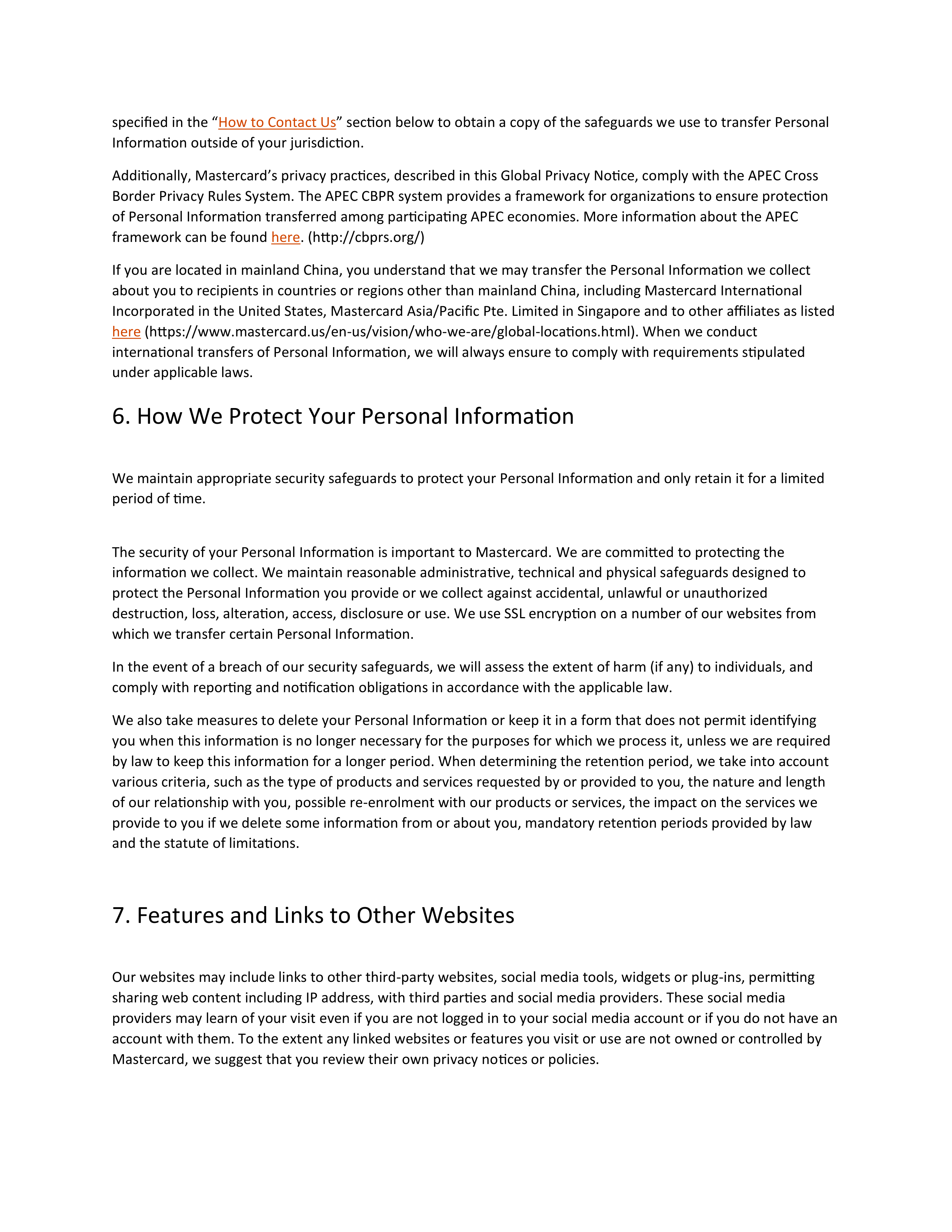 Mastercard Global Privacy Notice — page 18