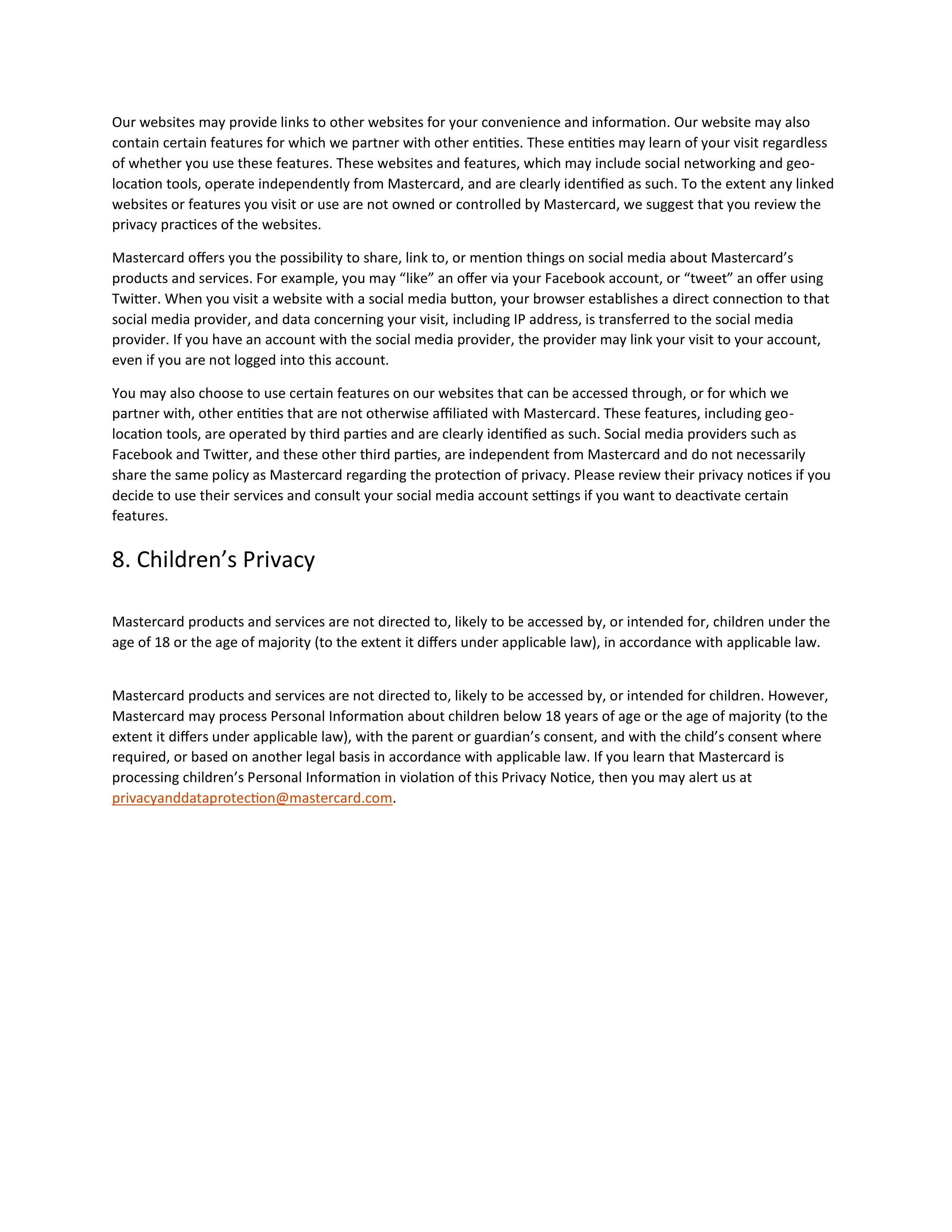 Mastercard Global Privacy Notice — page 19