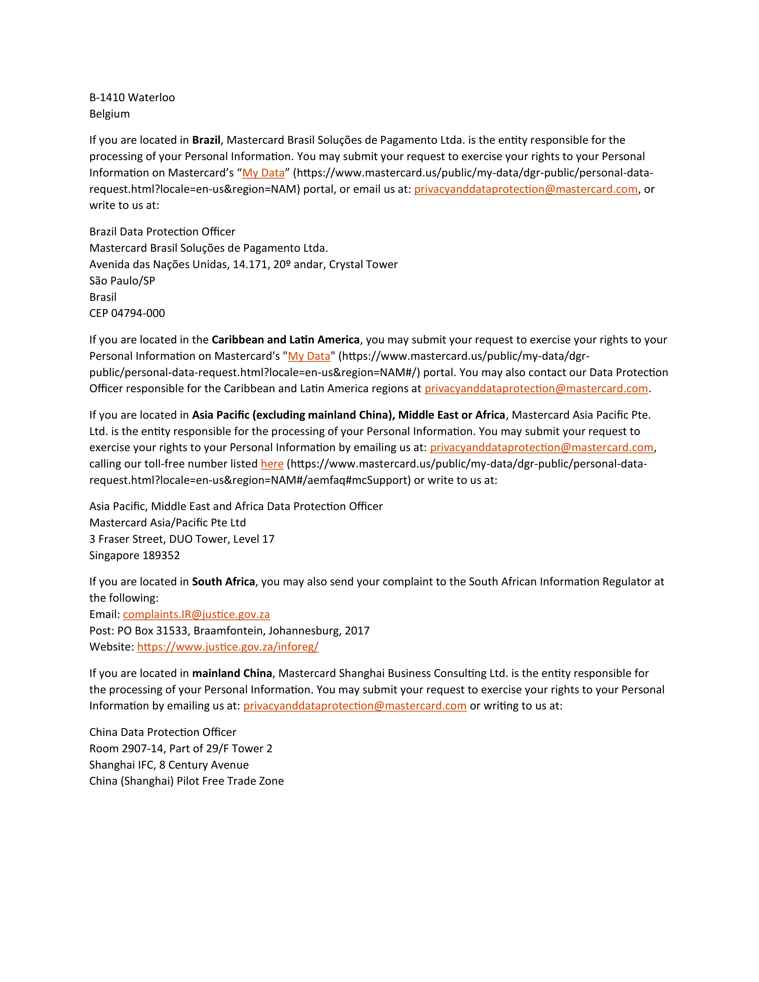 Mastercard Global Privacy Notice — page 21