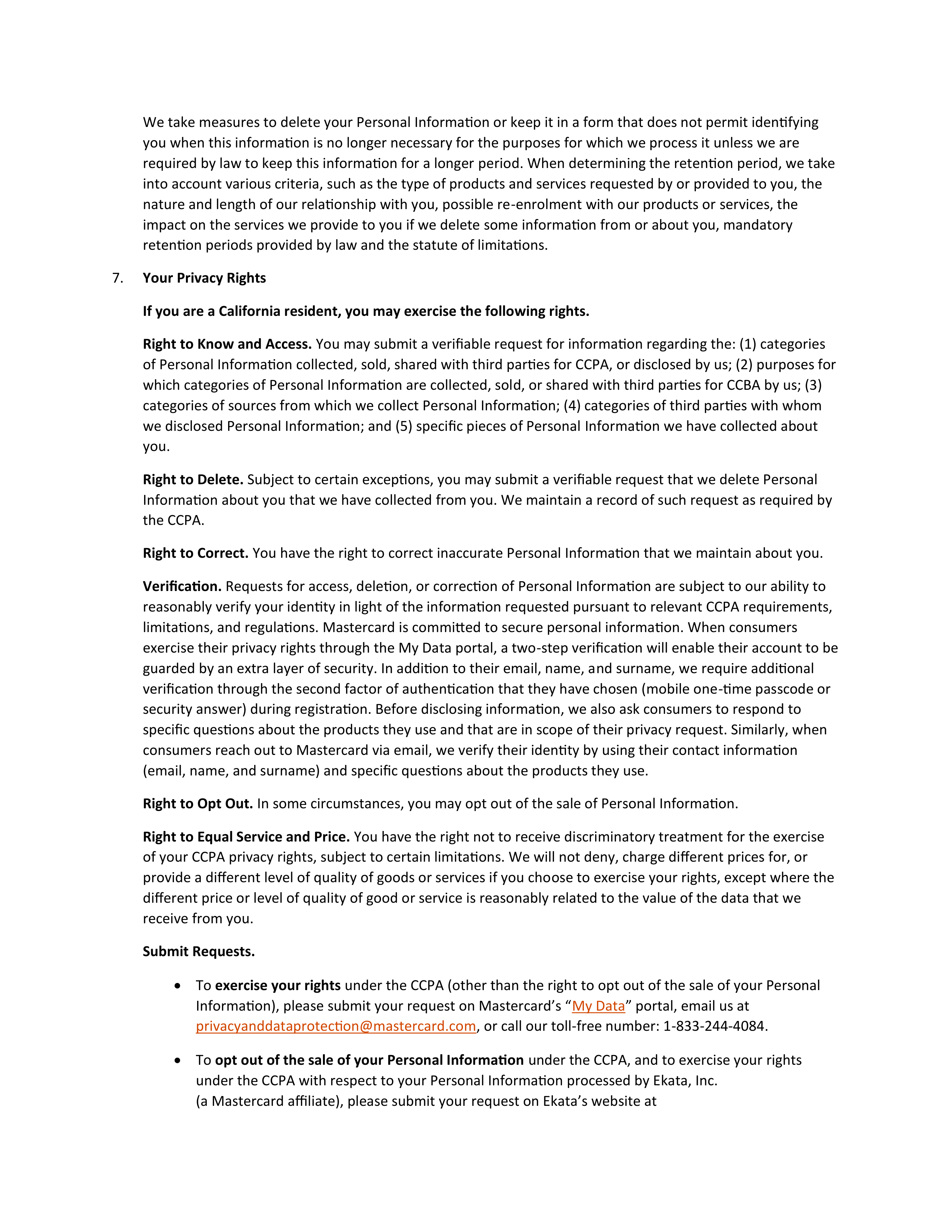 Mastercard Global Privacy Notice — page 27