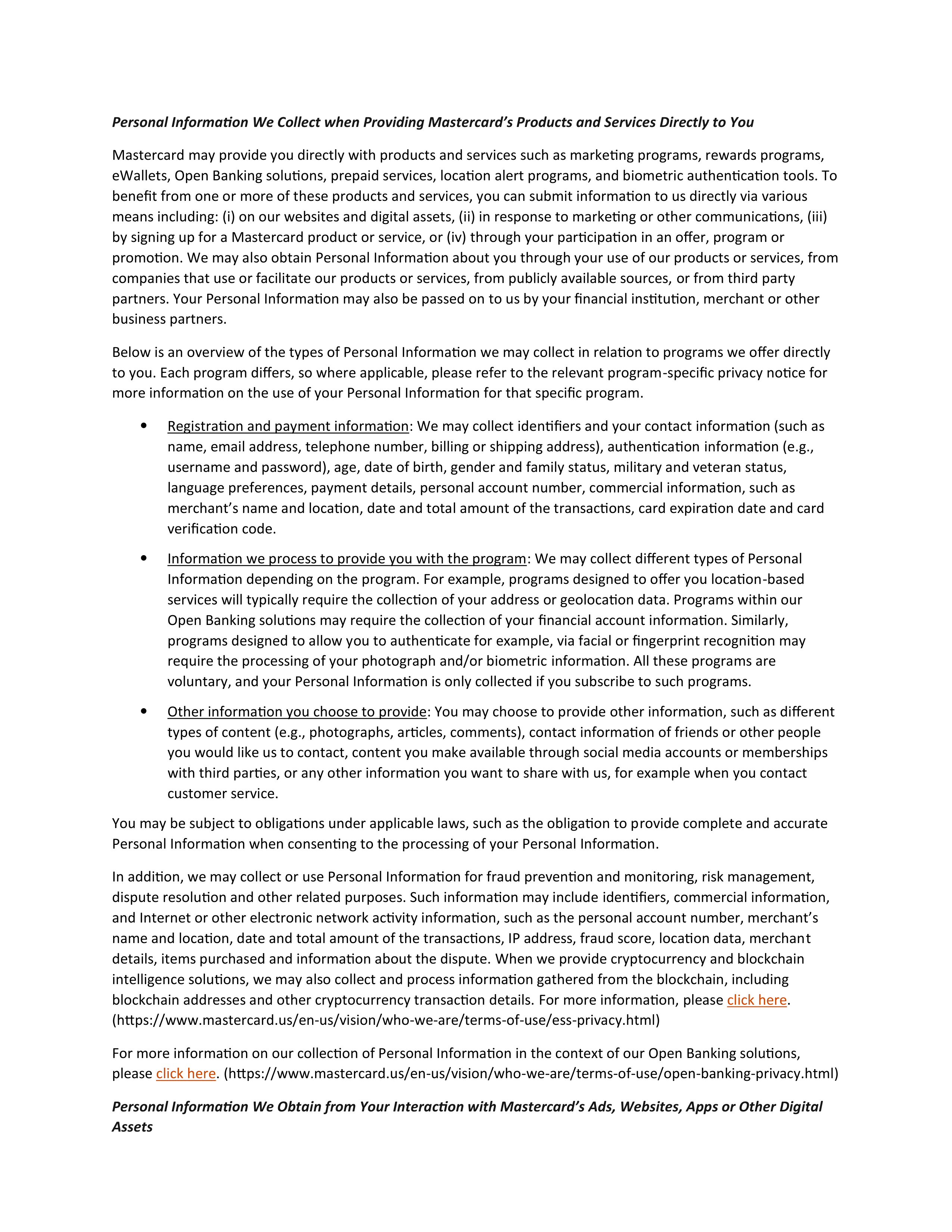 Mastercard Global Privacy Notice — page 3