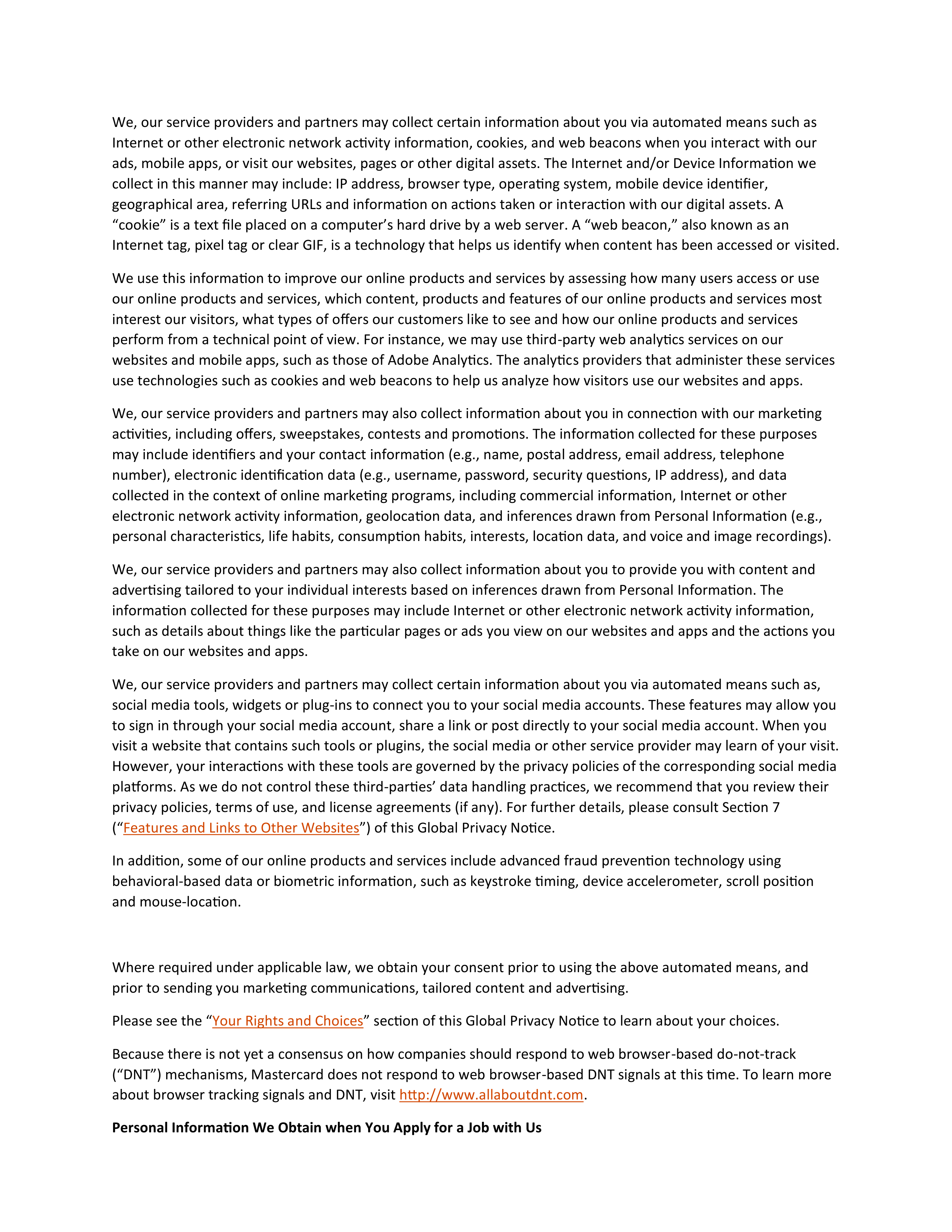 Mastercard Global Privacy Notice — page 4